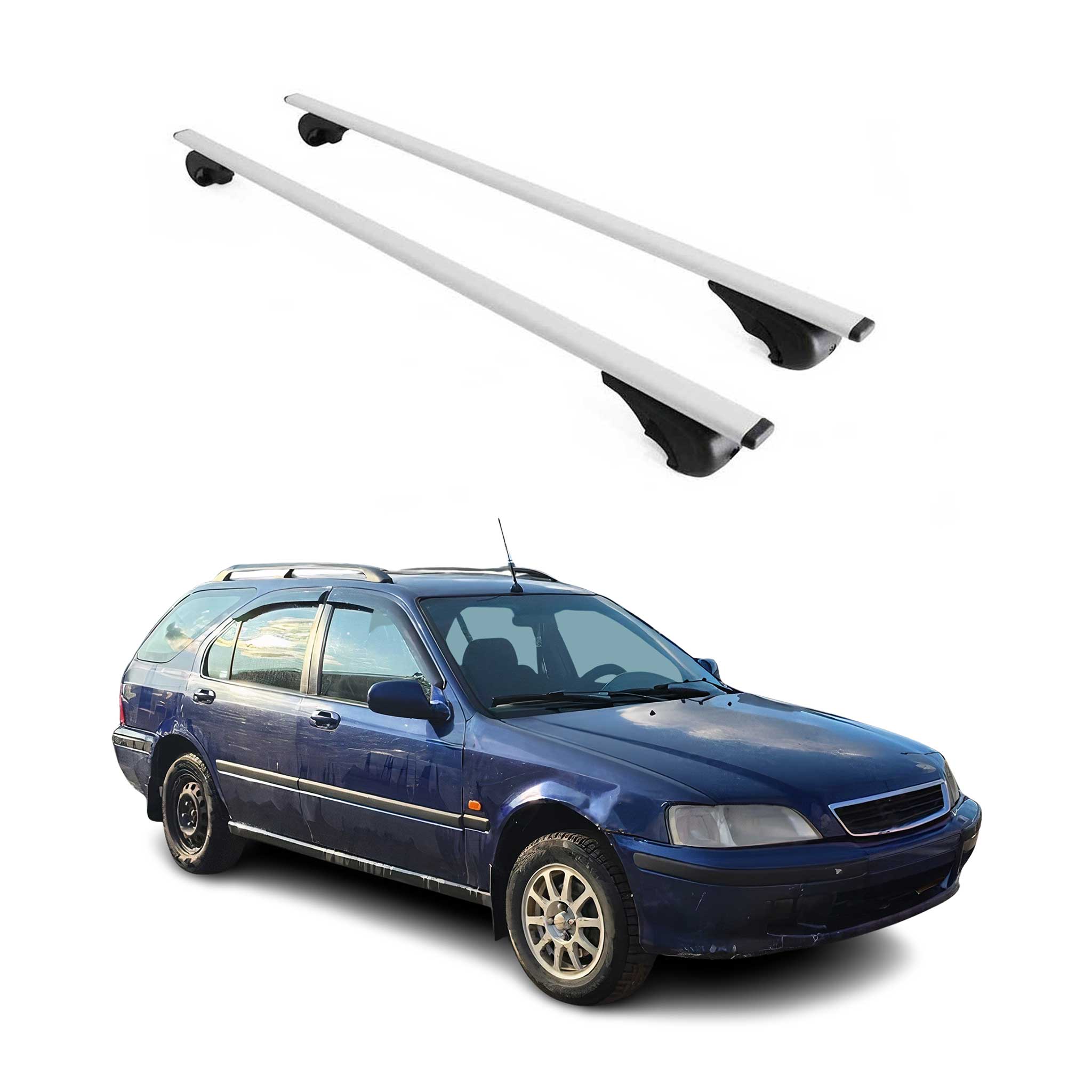 Omac Dachträger Querträger Für Honda Civic Mk6 Kombi 1996-2000 – Abschließbar – Max. 75 Kg – 2 Stangen Stahl Silber
