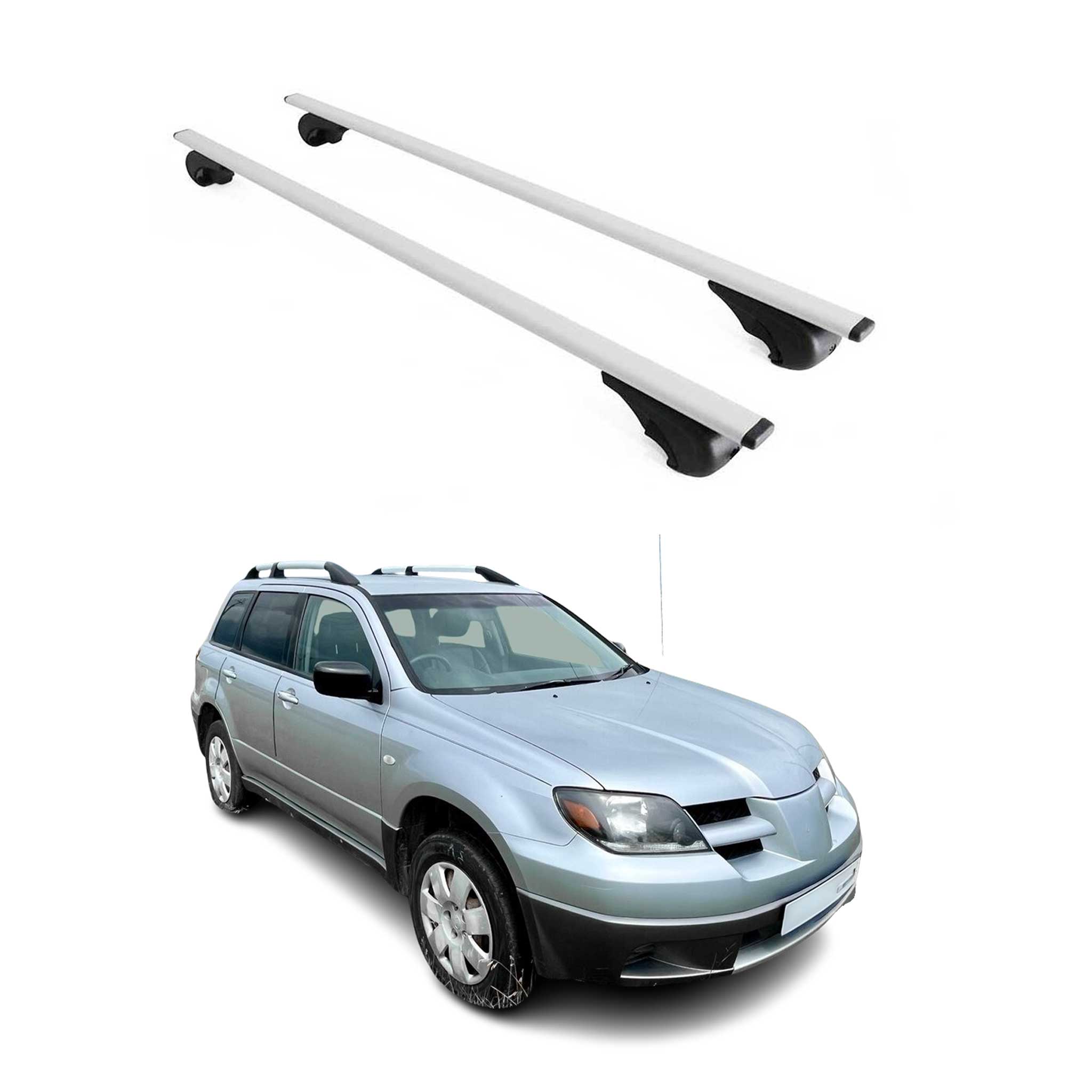 Omac Dachträger Querträger Für Mitsubishi Outlander I 2003-2006 – Abschließbar – Max. 75 Kg – 2 Stangen Stahl Silber