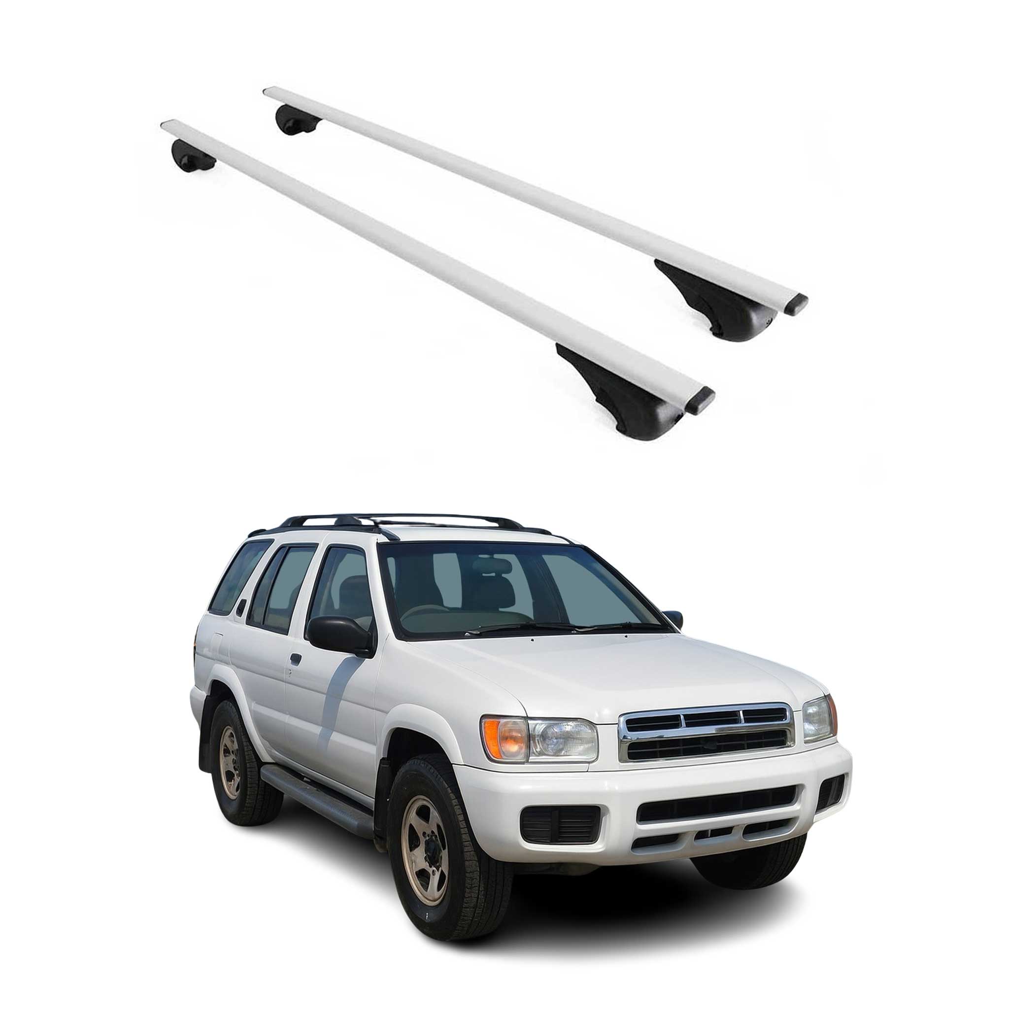 Omac Dachträger Querträger Für Nissan Pathfinder Ii 1996-2004 – Abschließbar – Max. 75 Kg – 2 Stangen Stahl Silber