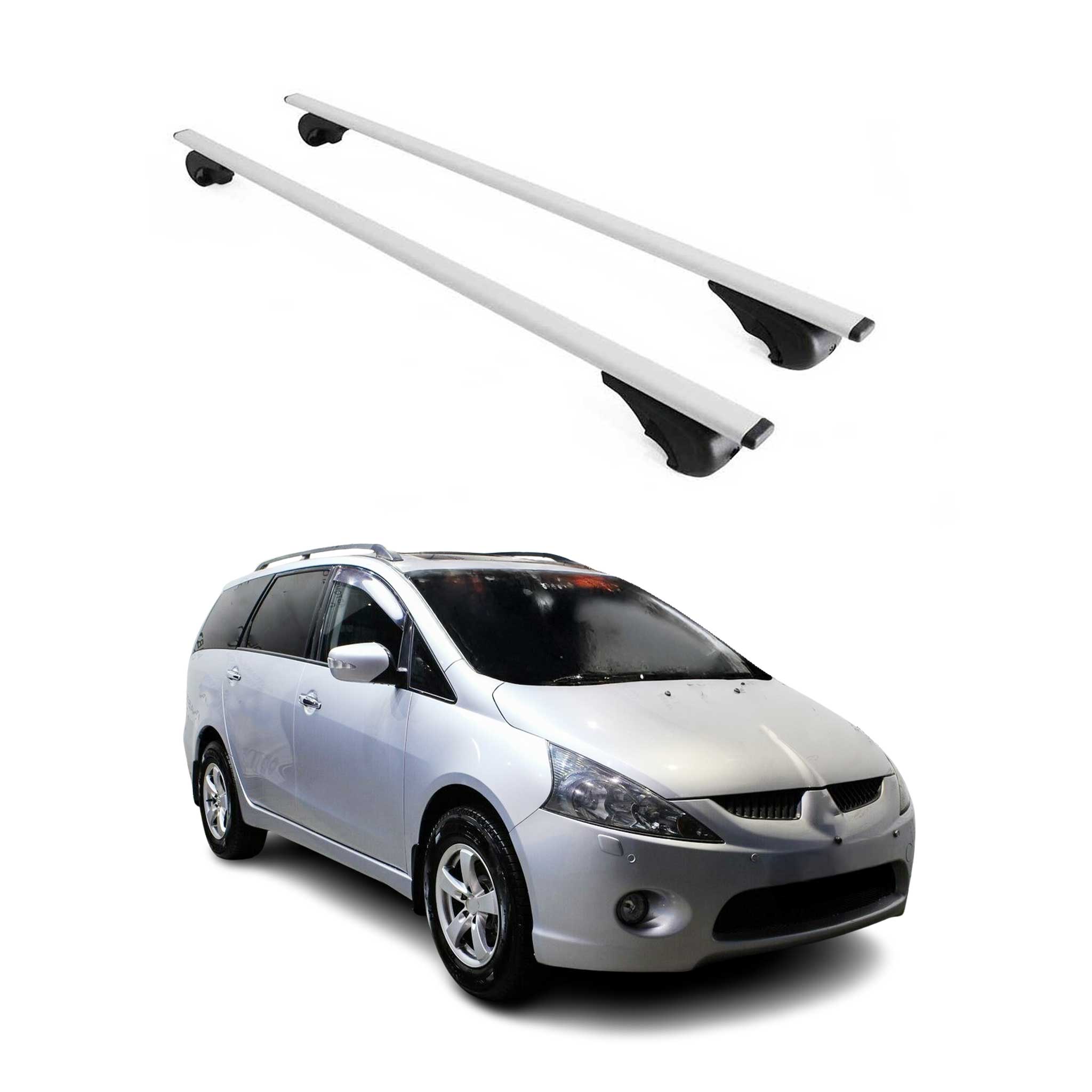 Omac Dachträger Querträger Für Mitsubishi Grandis 2003-2011 – Abschließbar – Max. 75 Kg – 2 Stangen Stahl Silber