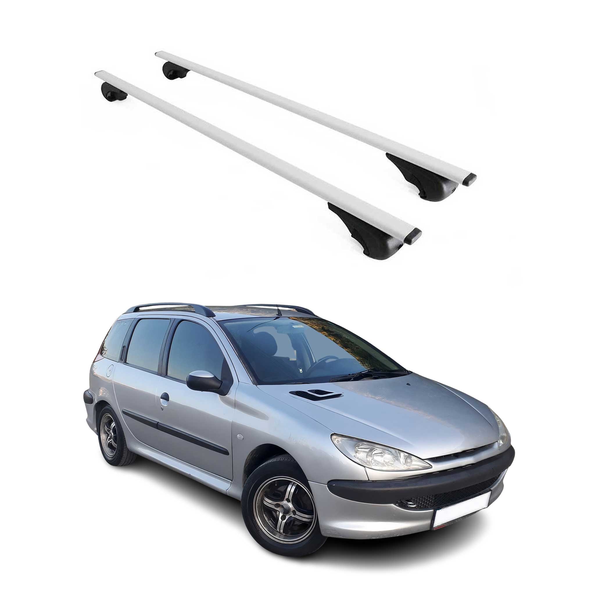 Omac Dachträger Querträger Für Peugeot 206 Kombi 2001-2009 – Abschließbar – Max. 75 Kg – 2 Stangen Stahl Silber