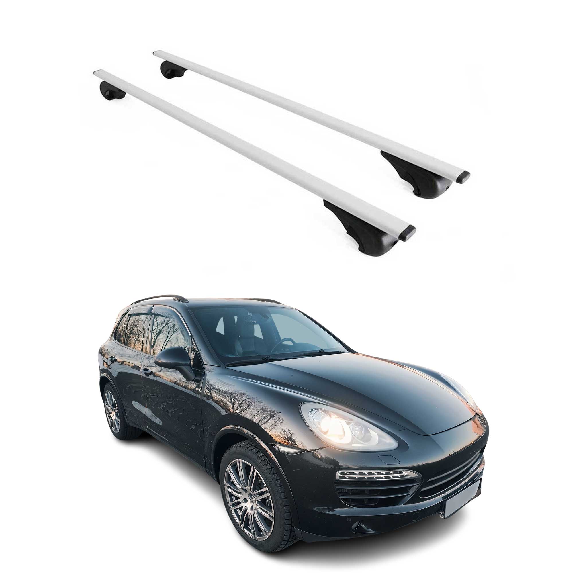 Omac Dachträger Querträger Für Porsche Cayenne Ii 2011-2018 – Abschließbar – Max. 75 Kg – 2 Stangen Stahl Silber