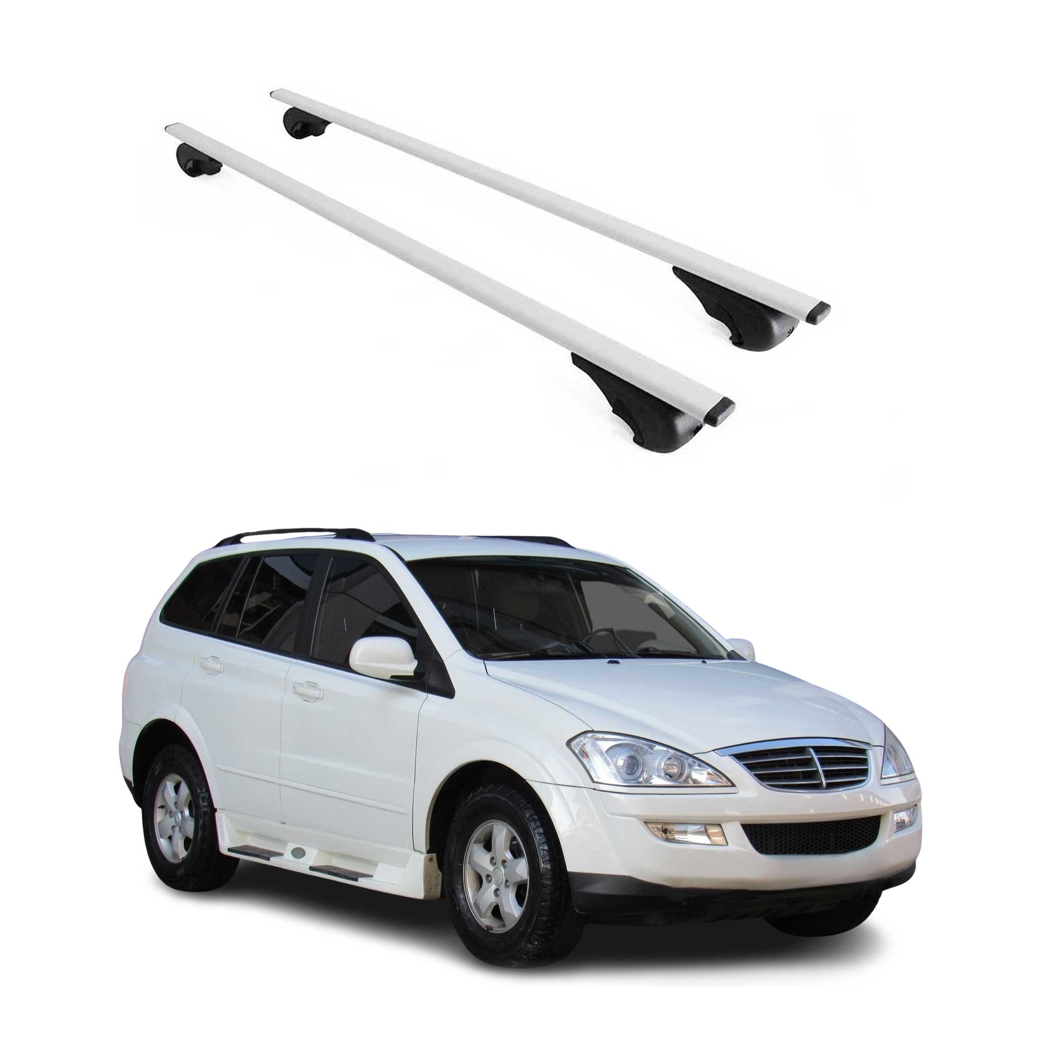 Omac Dachträger Querträger Für Ssangyong Kyron 2005-2015 – Abschließbar – Max. 75 Kg – 2 Stangen Stahl Silber