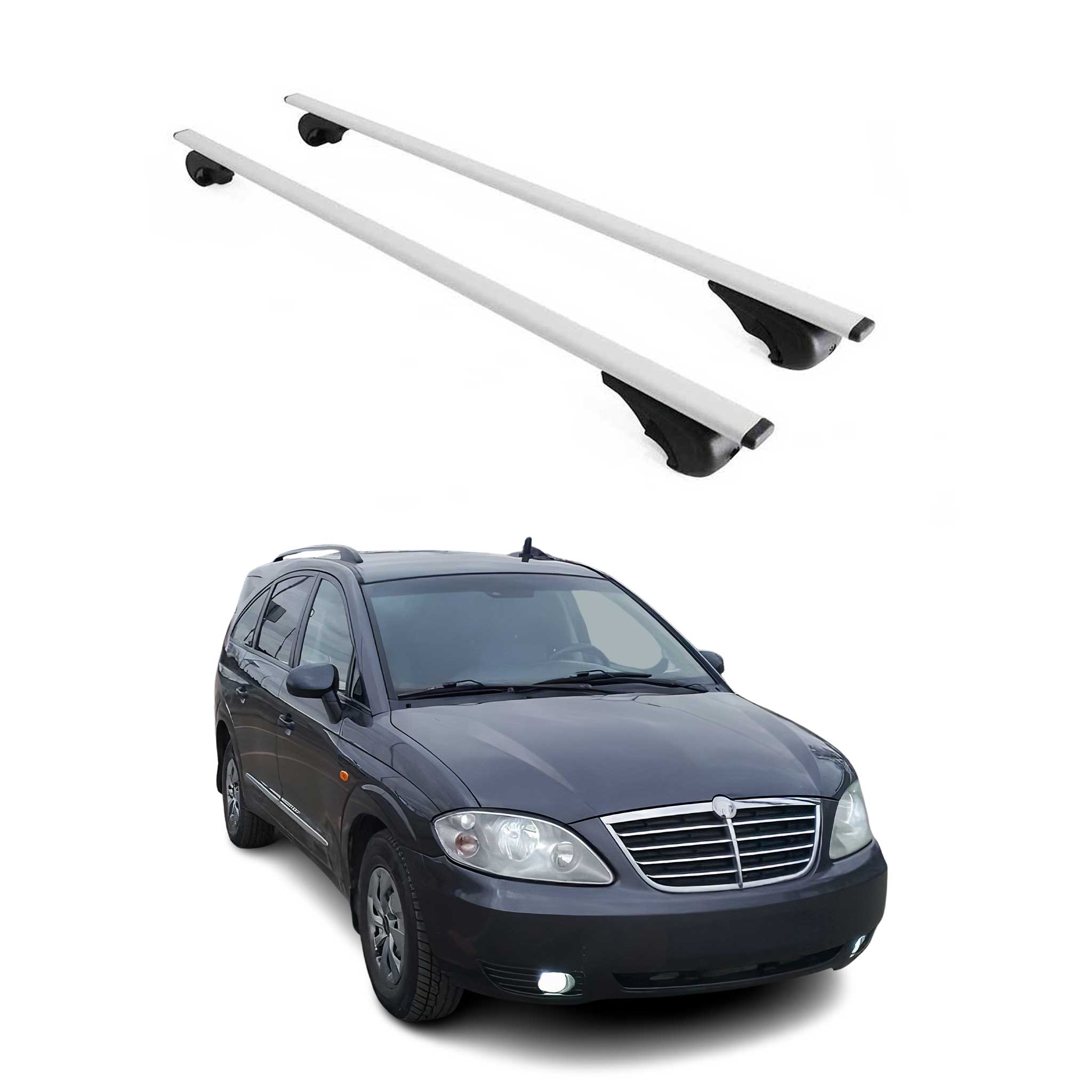 Omac Dachträger Querträger Für Ssangyong Rodius I 2004-2012 – Abschließbar – Max. 75 Kg – 2 Stangen Stahl Silber