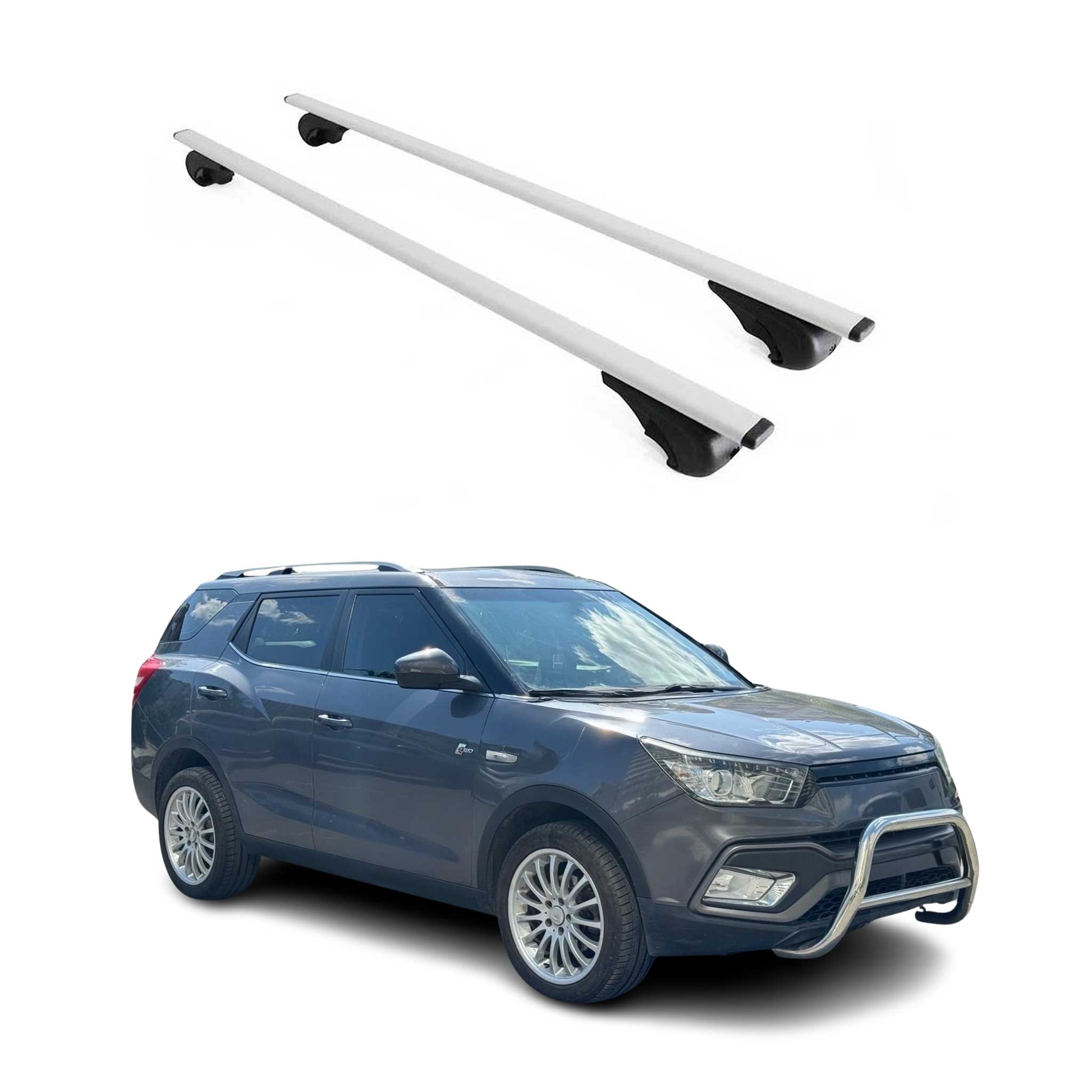Omac Dachträger Querträger Für Ssangyong Xlv 2016-2021 – Abschließbar – Max. 75 Kg – 2 Stangen Stahl Silber