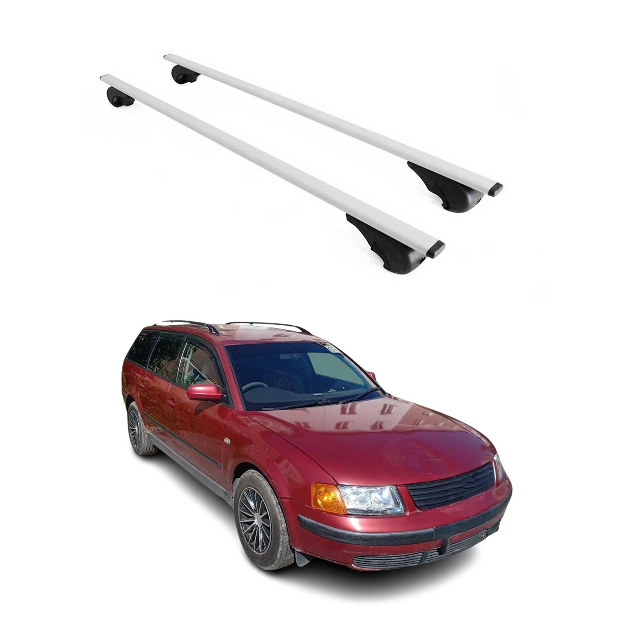 Omac Dachträger Querträger Für Vw Passat B5 Variant 1996-2005 – Abschließbar – Max. 75 Kg – 2 Stangen Stahl Silber