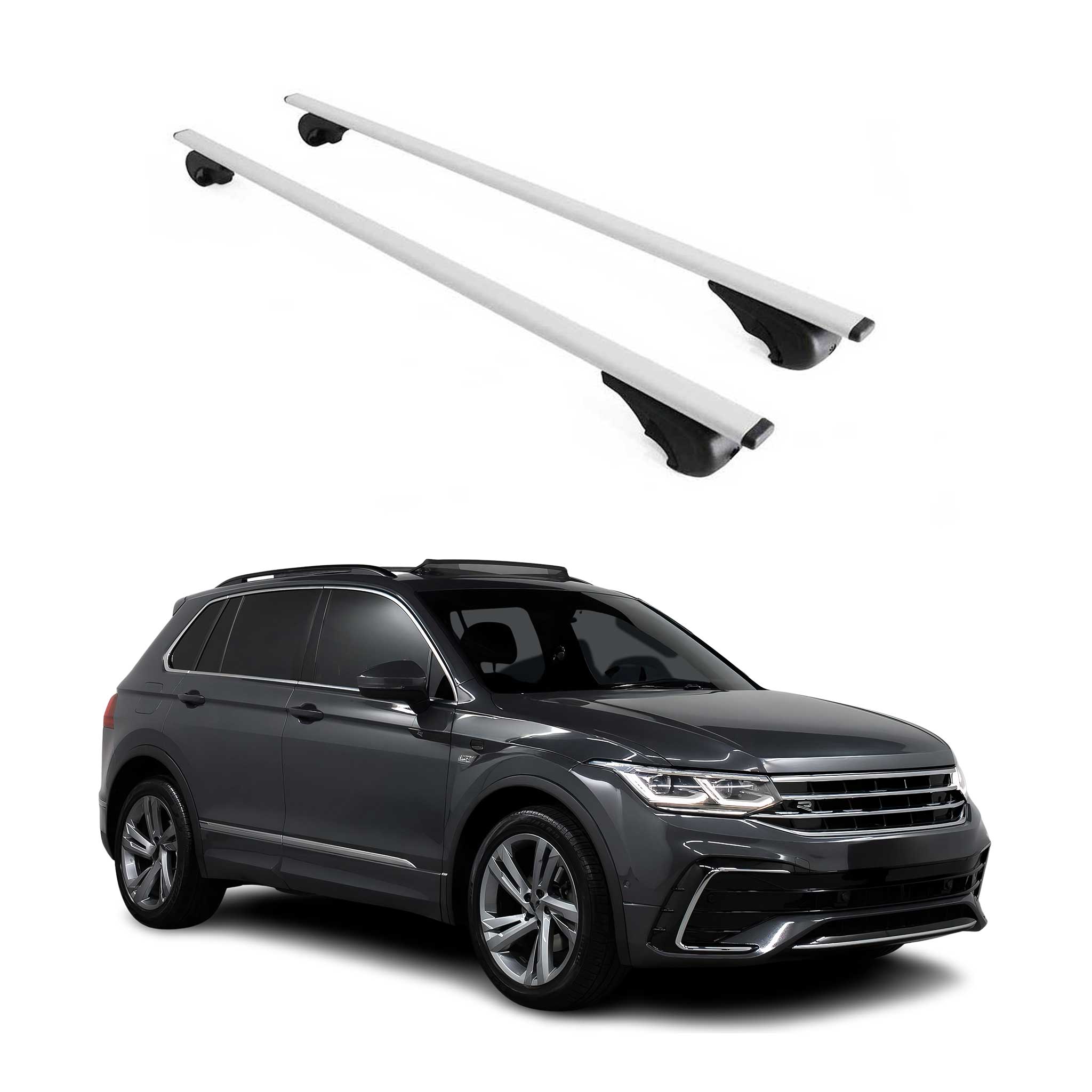 Omac Dachträger Querträger Für Vw Tiguan Ii 2016-2023 – Abschließbar – Max. 75 Kg – 2 Stangen Stahl Silber