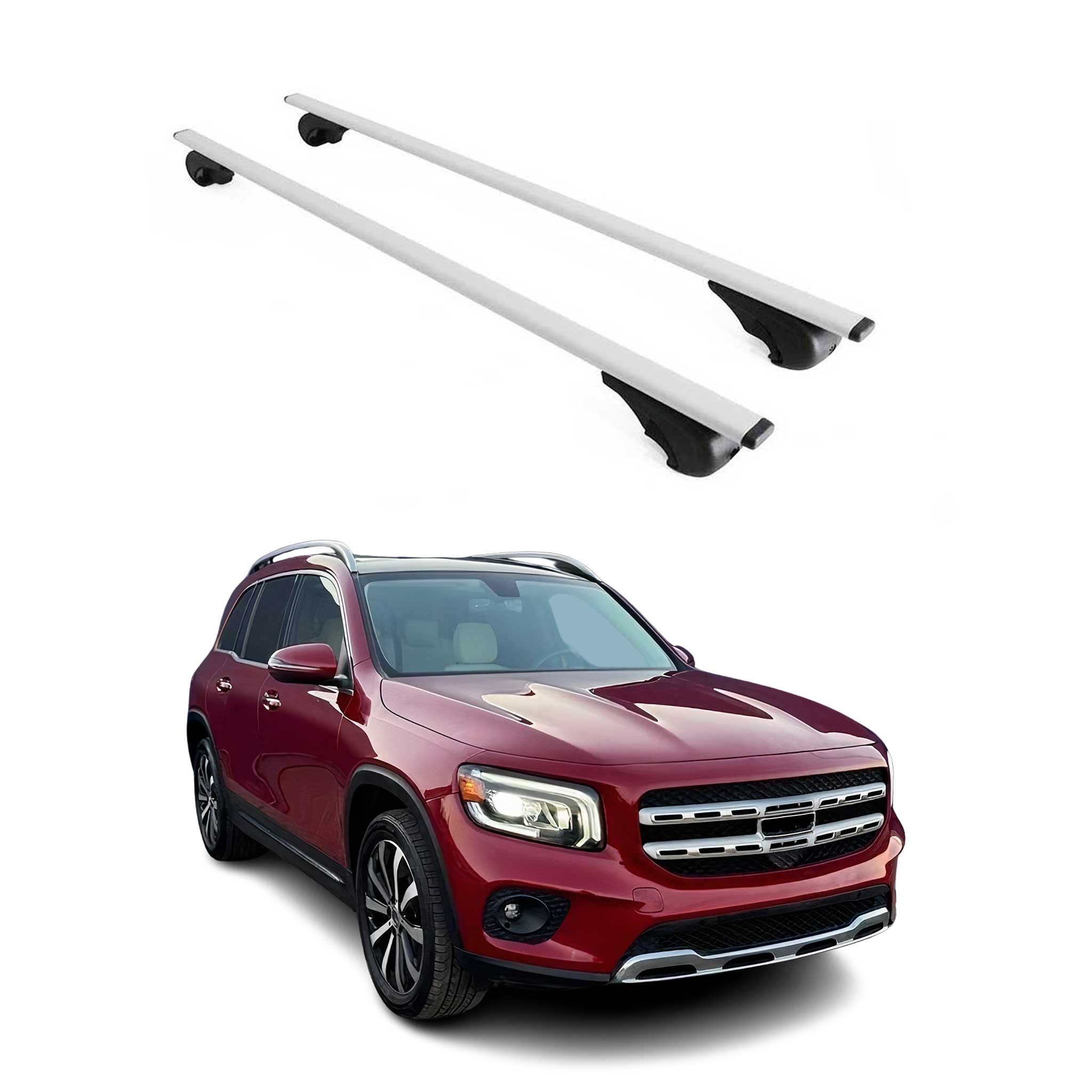Omac Dachträger Querträger Für Mercedes Glb X247 2019-2026 – Abschließbar – Max. 75 Kg – 2 Stangen Stahl Silber