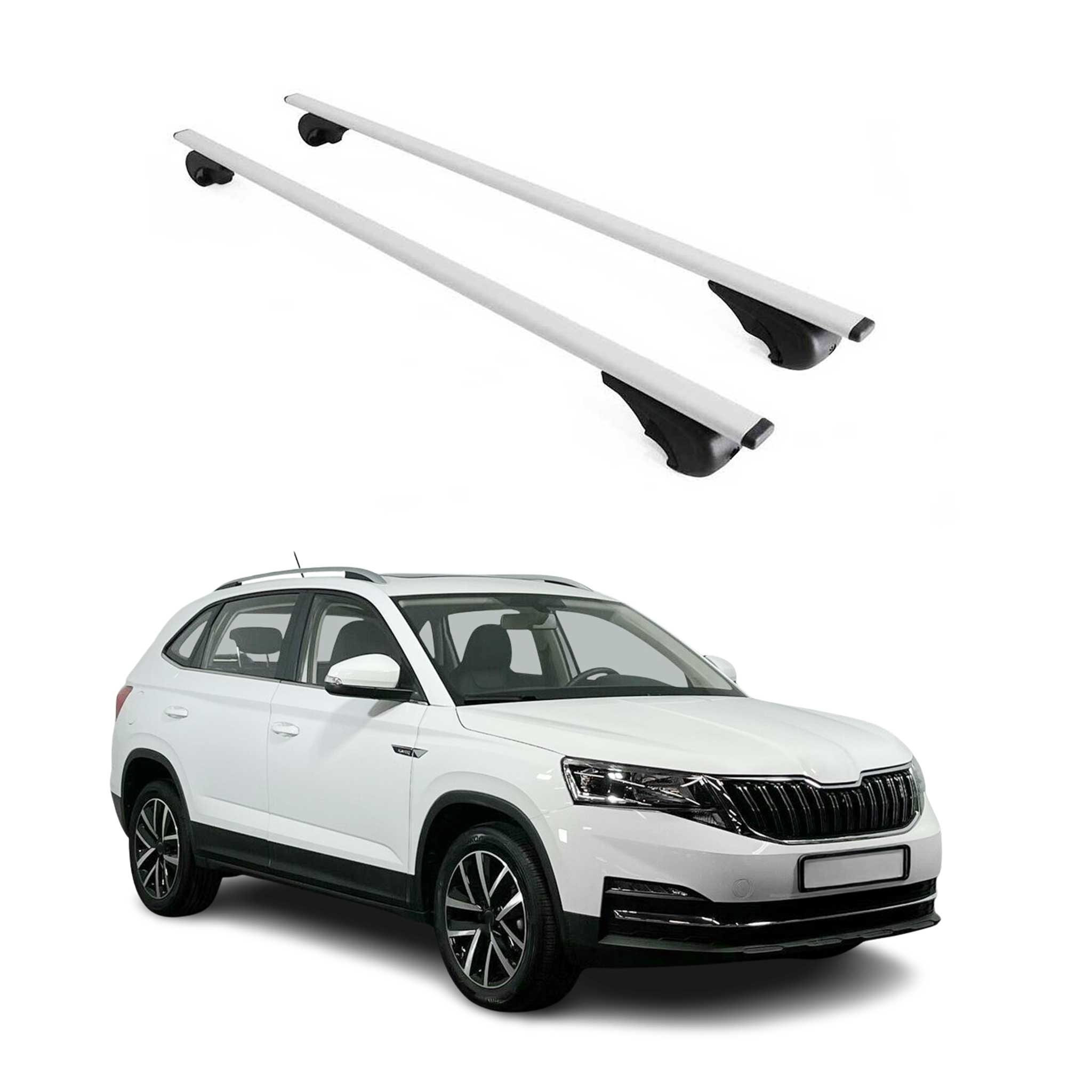 Omac Dachträger Querträger Für Skoda Kamiq 2019-2026 – Abschließbar – Max. 75 Kg – 2 Stangen Stahl Silber