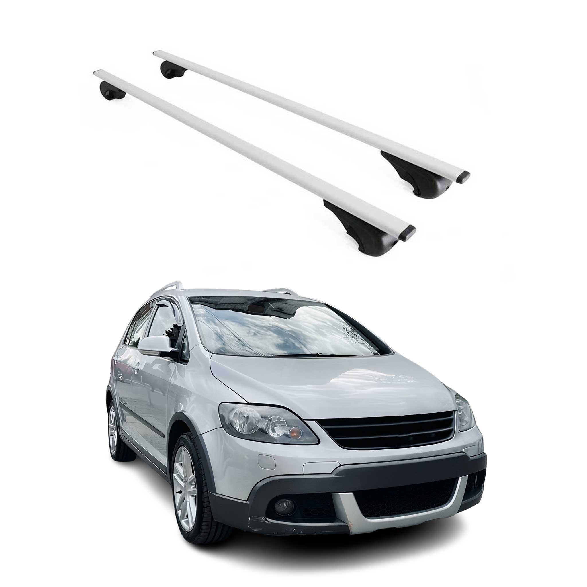 Omac Dachträger Querträger Für Vw Golf Mk5 Schrägheck 2004-2009 – Abschließbar – Max. 75 Kg – 2 Stangen Stahl Silber