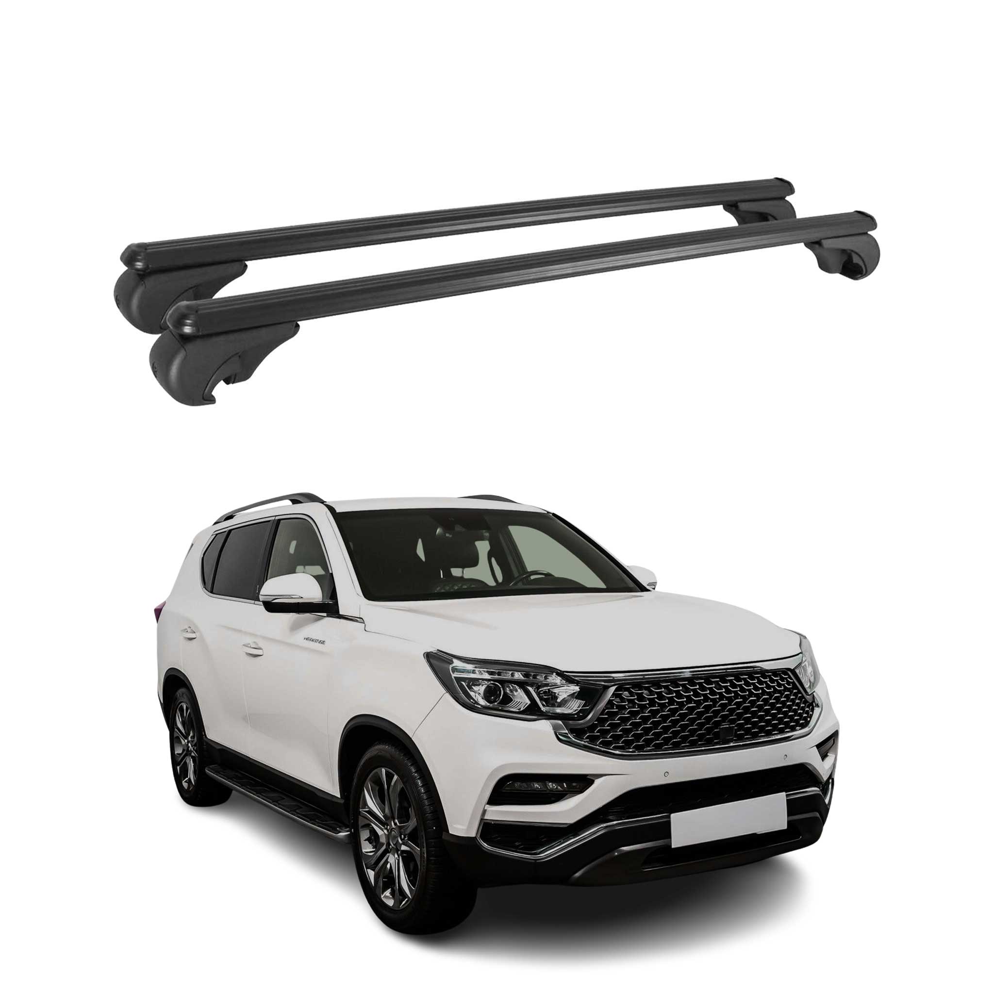Omac Aluminium Dachträger Querträger Für Ssangyong Rexton Y400 2017-2020 – Tüv / Din 75302:2019 – Abschließbar – Max. 75 Kg – 2 Stangen Silber