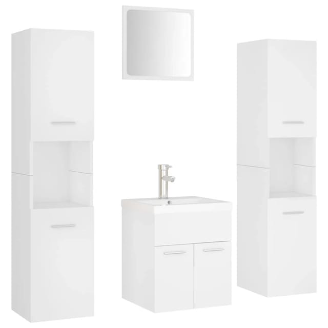vidaXL Badmöbel-Set Weiß Holzwerkstoff 3071486