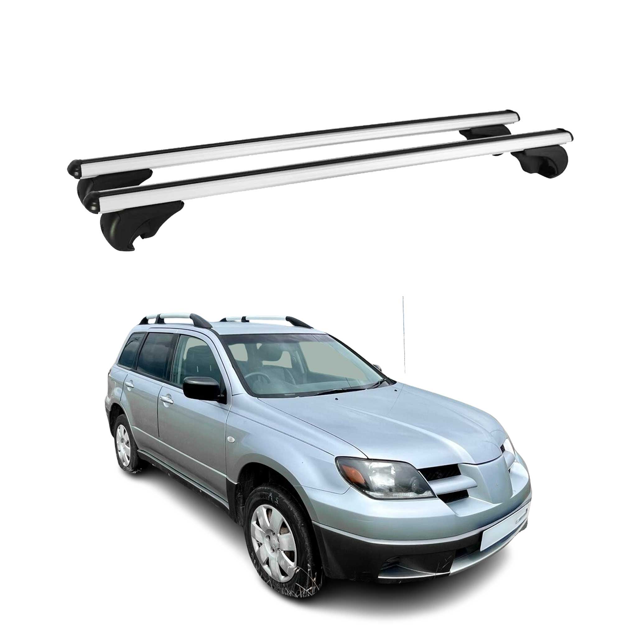 Omac Aluminium Dachträger Querträger Für Mitsubishi Outlander I 2003-2006 – Tüv / Din 75302:2019 – Abschließbar – Max. 75 Kg – 2 Stangen Silber
