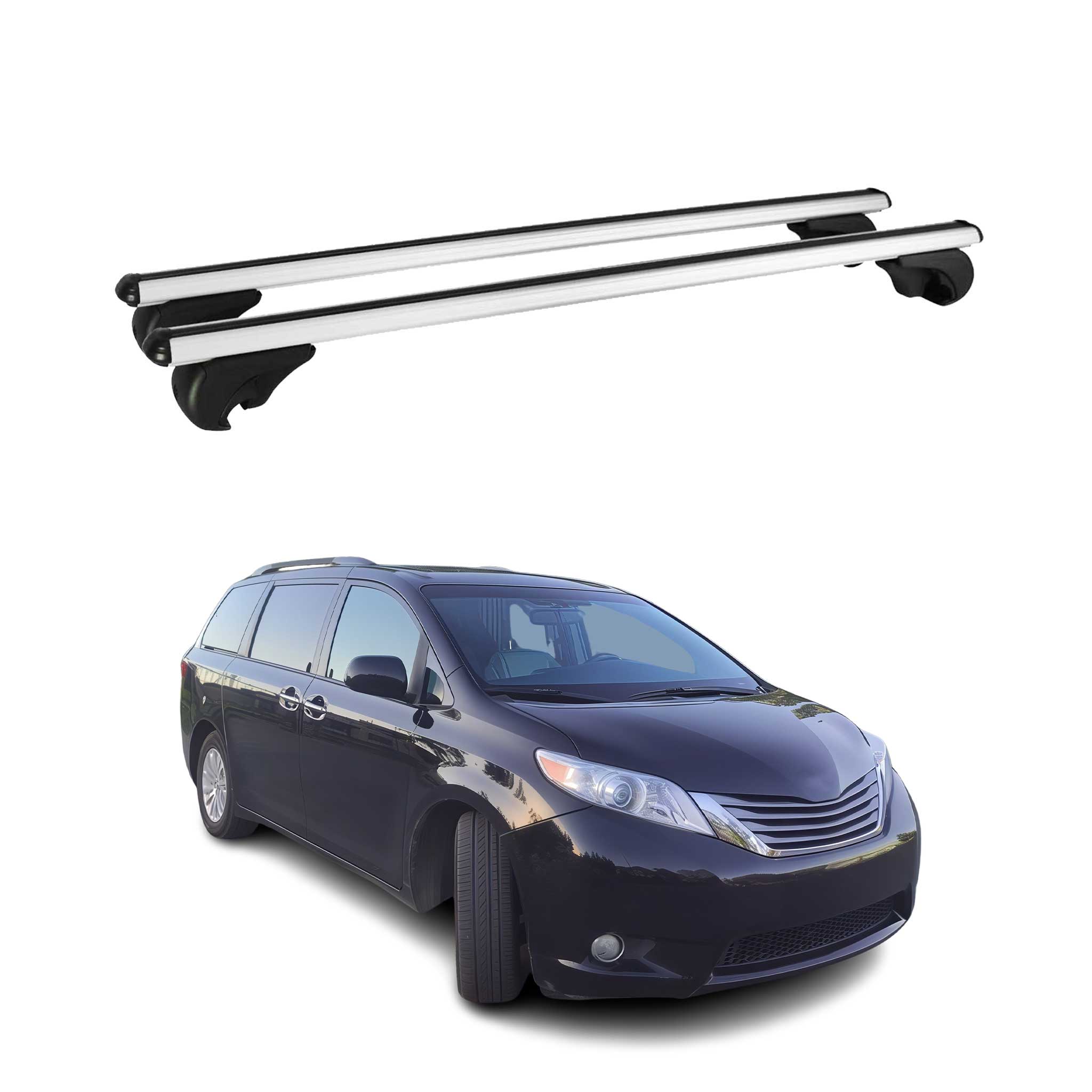 Omac Aluminium Dachträger Querträger Für Toyota Sienna Iii 2011-2020 – Tüv / Din 75302:2019 – Abschließbar – Max. 75 Kg – 2 Stangen Silber