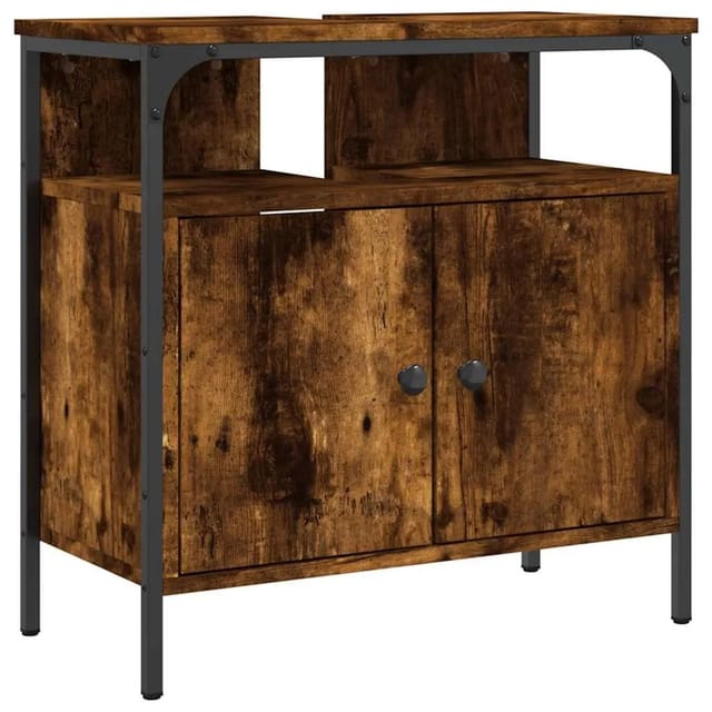 vidaXL Waschbeckenunterschrank Räuchereiche 60x30x60 cm Holzwerkstoff 842438