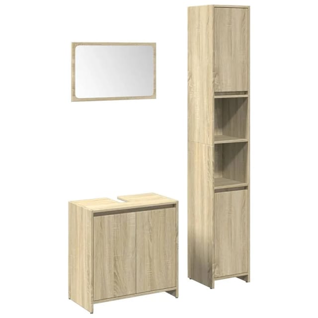 vidaXL 3-Tlg Badmöbel-Set Sonoma-Eiche Holzwerkstoff 3324974