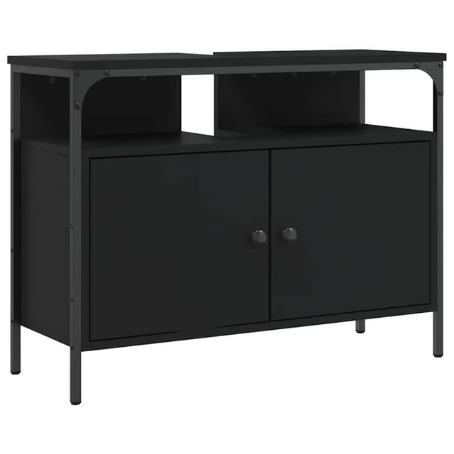 vidaXL Waschbeckenunterschrank Schwarz 80x30x60 cm Holzwerkstoff 842441