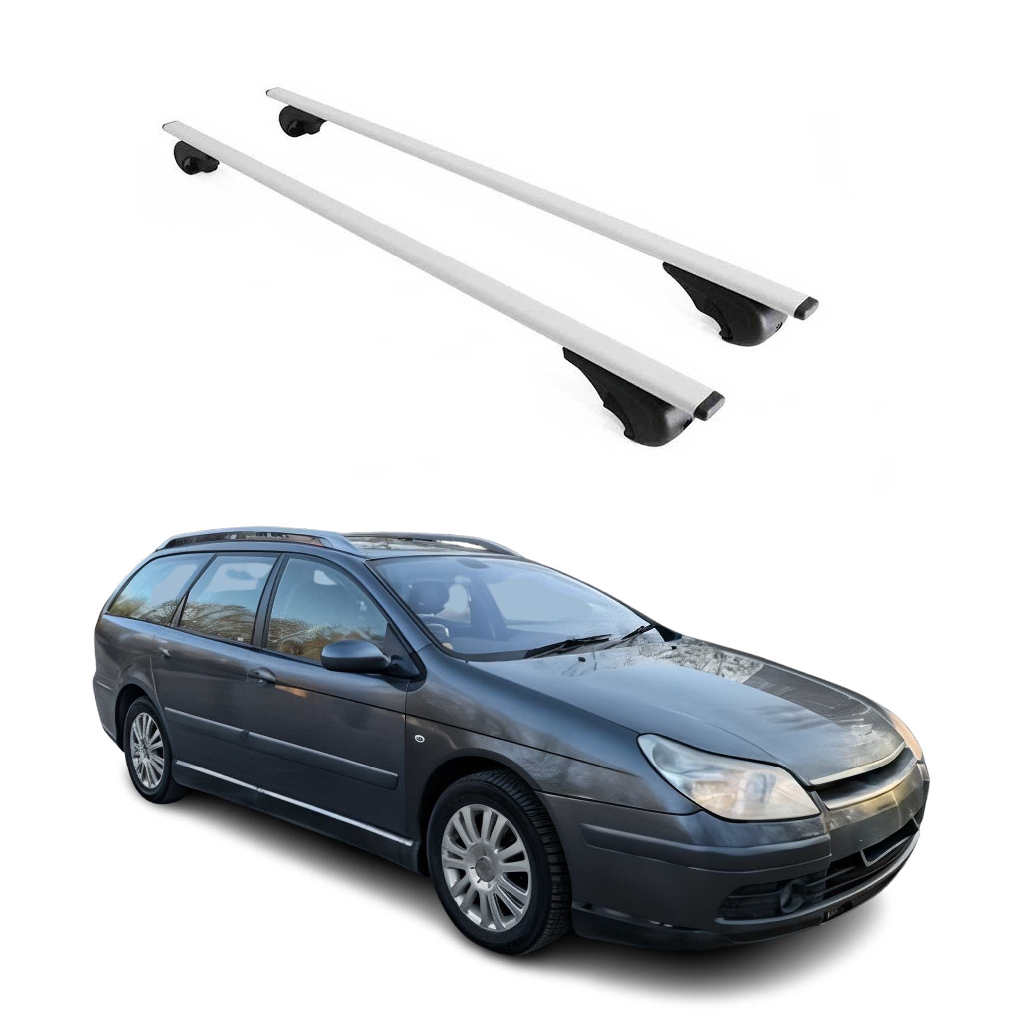 Omac Dachträger Querträger Für Citroen C5 Liftback 2001-2008 – Abschließbar – Max. 75 Kg – 2 Stangen Stahl Silber