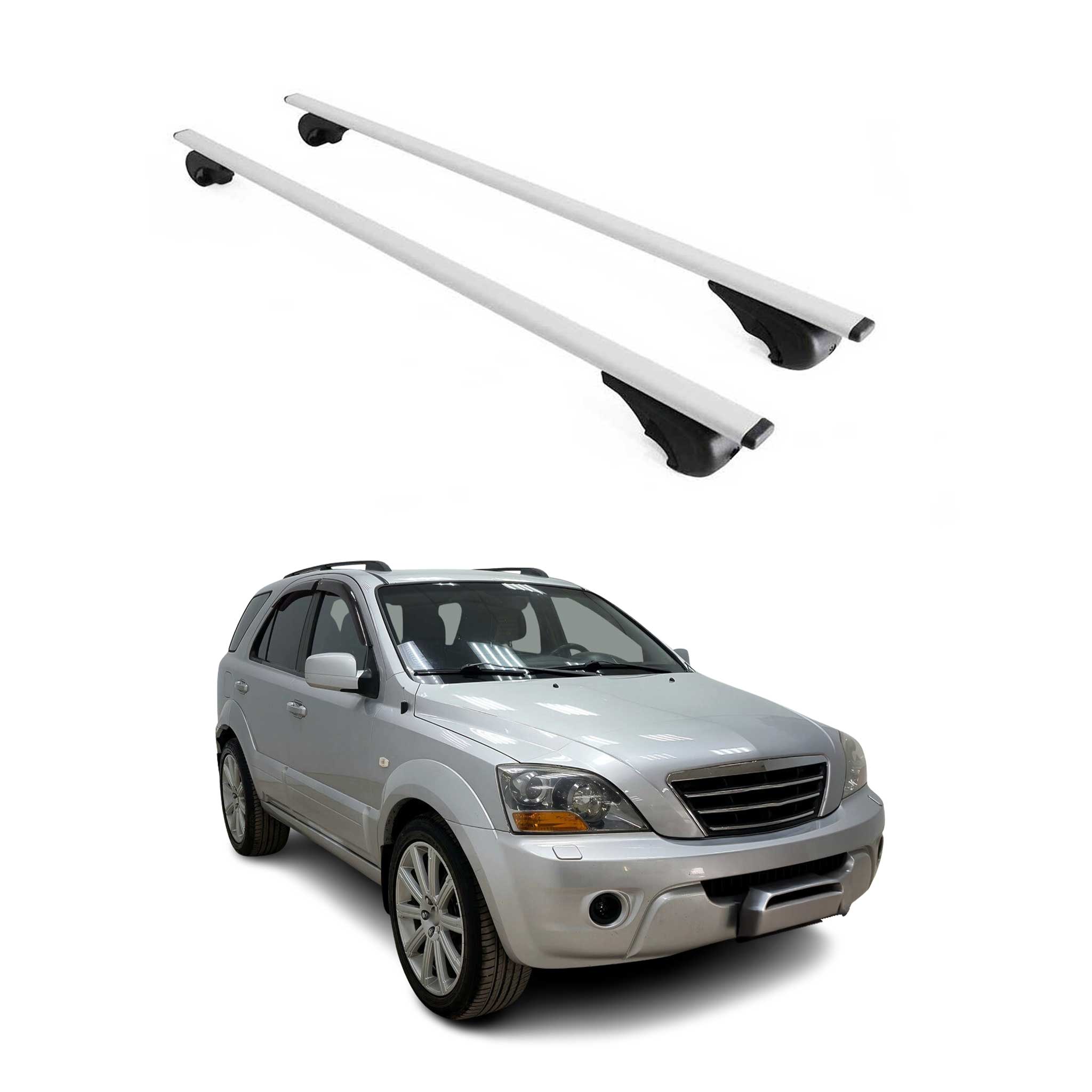 Omac Dachträger Querträger Für Kia Sorento Mk1 2002-2009 – Abschließbar – Max. 75 Kg – 2 Stangen Stahl Silber