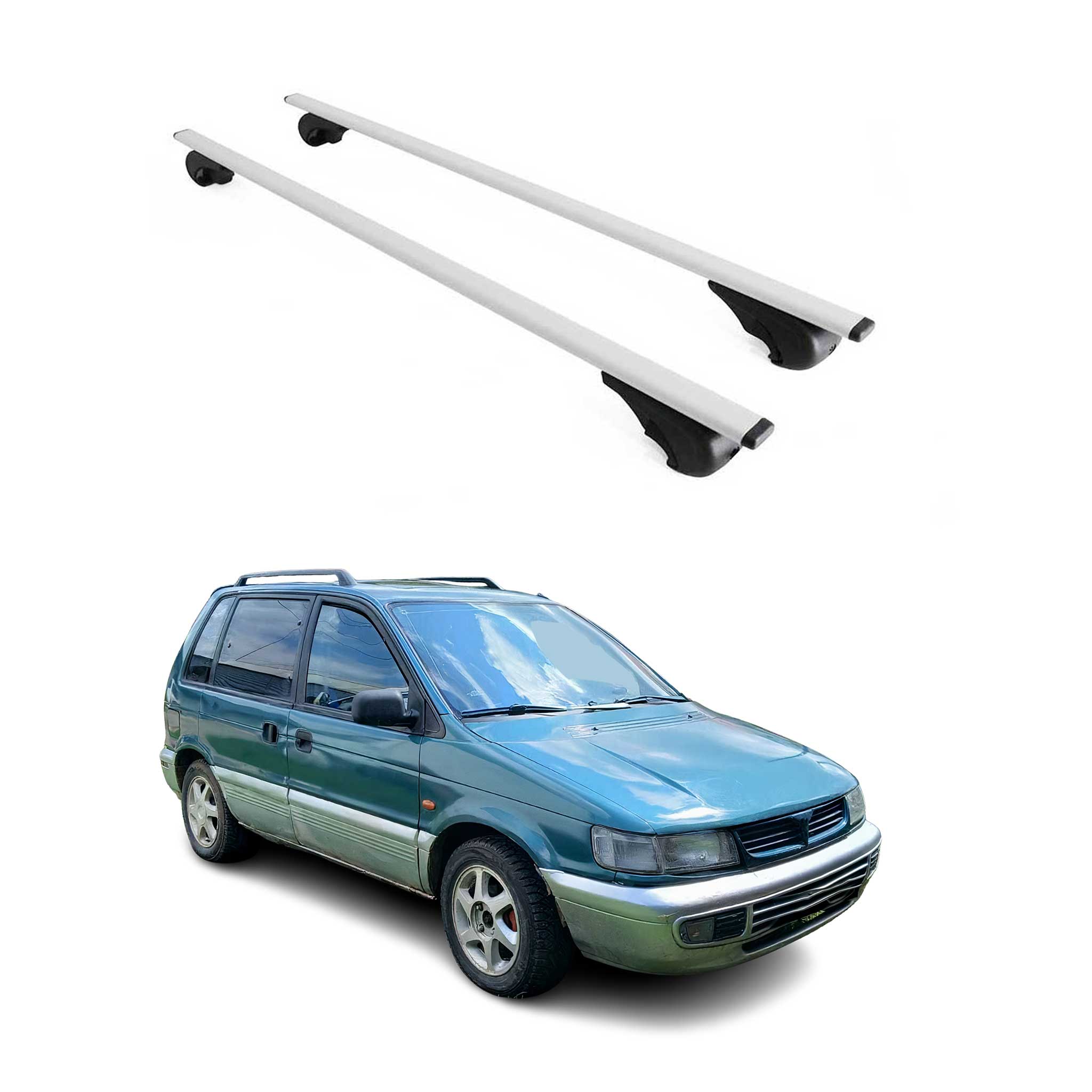 Omac Dachträger Querträger Für Mitsubishi Space Runner 1991-2005 – Abschließbar – Max. 75 Kg – 2 Stangen Stahl Silber