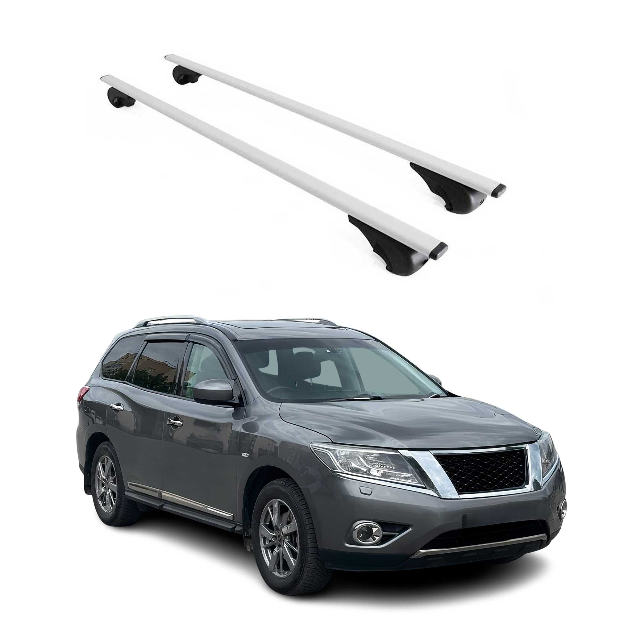 Omac Dachträger Querträger Für Nissan Pathfinder Iv 2013-2020 – Abschließbar – Max. 75 Kg – 2 Stangen Stahl Silber