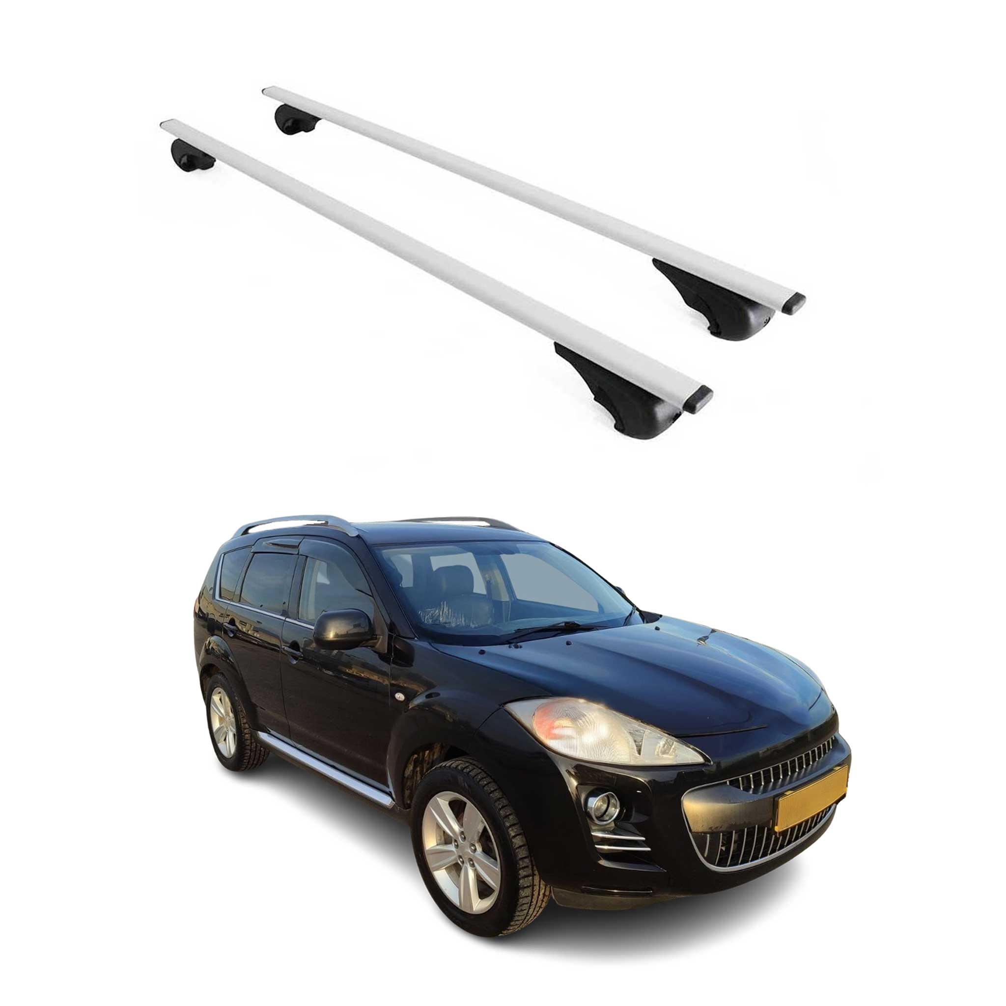 Omac Dachträger Querträger Für Peugeot 4007 2007-2012 – Abschließbar – Max. 75 Kg – 2 Stangen Stahl Silber