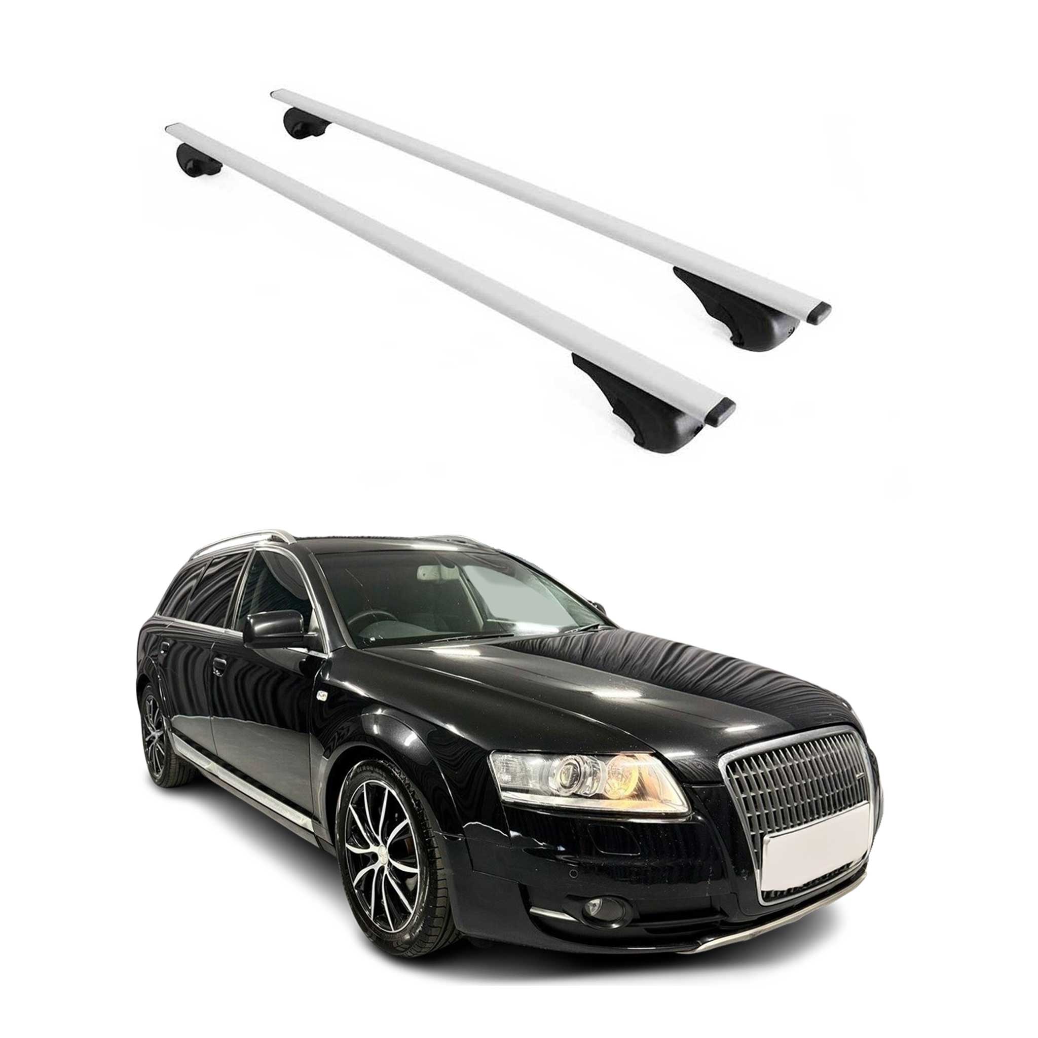 Omac Dachträger Querträger Für Audi A6 C6 Allroad 2006-2011 – Abschließbar – Max. 75 Kg – 2 Stangen Stahl Silber