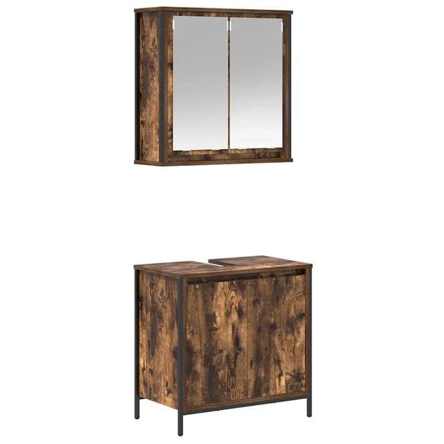 vidaXL 2-Tlg Badmöbel-Set Räuchereiche Holzwerkstoff 3328391