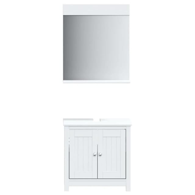 vidaXL 2-Tlg Badmöbel-Set BERG Weiß Massivholz Kiefer 3206492