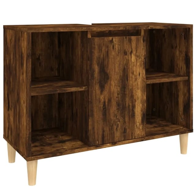 vidaXL Waschbeckenunterschrank Räuchereiche 80x33x60 cm Holzwerkstoff 821289