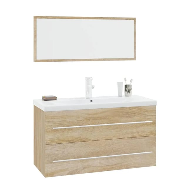 vidaXL 3-Tlg Badmöbel-Set Sonoma-Eiche 3152850