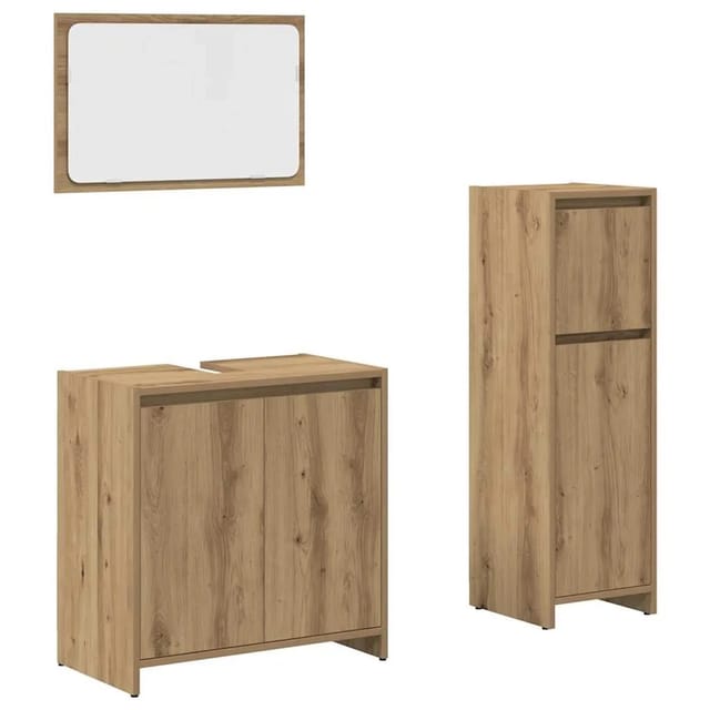vidaXL 3-Tlg Badmöbel-Set Artisan-Eiche Holzwerkstoff 3328564