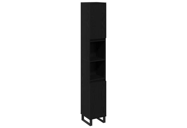 vidaXL Badezimmermöbel-Set Wandmontiert 3-Tlg Schwarz Eichen-Optik 3333100