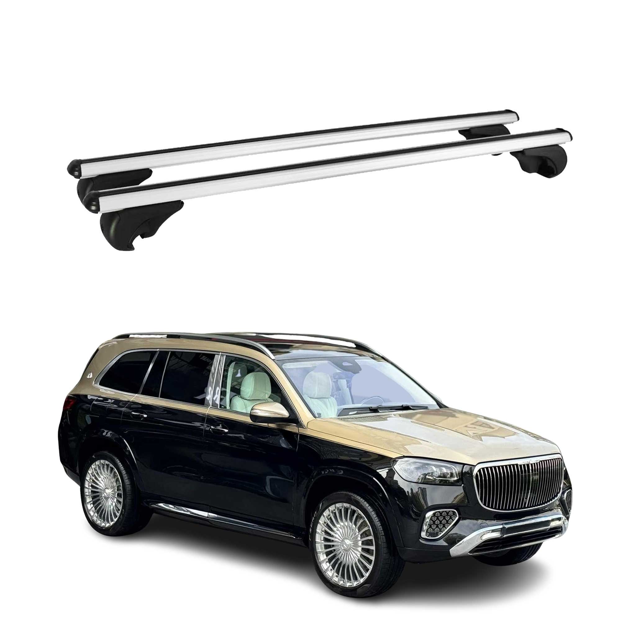 Omac Aluminium Dachträger Querträger Für Mercedes Gls X167 2020-2026 – Tüv / Din 75302:2020 – Abschließbar – Max. 75 Kg – 2 Stangen Silber