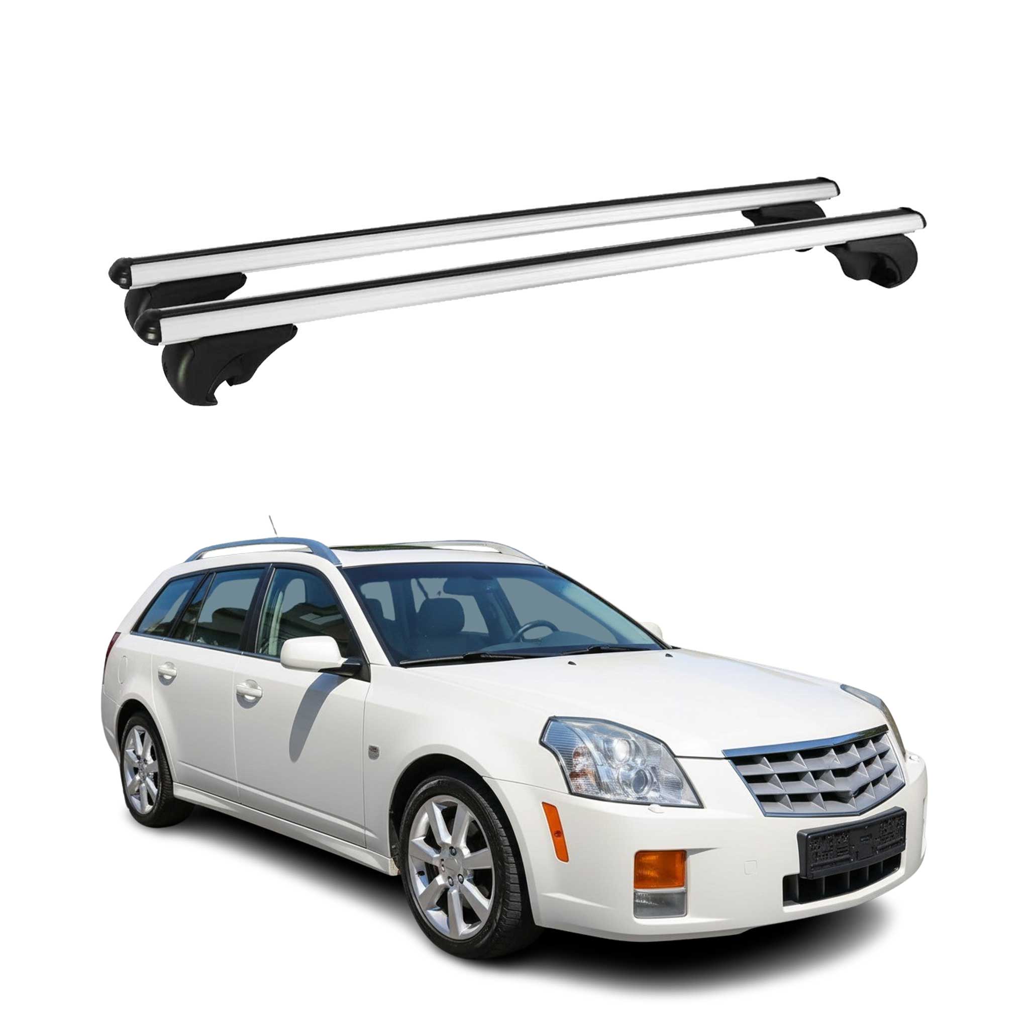 Omac Aluminium Dachträger Querträger Für Cadillac Bls 2006-2010 – Tüv / Din 75302:2019 – Abschließbar – Max. 75 Kg – 2 Stangen Silber