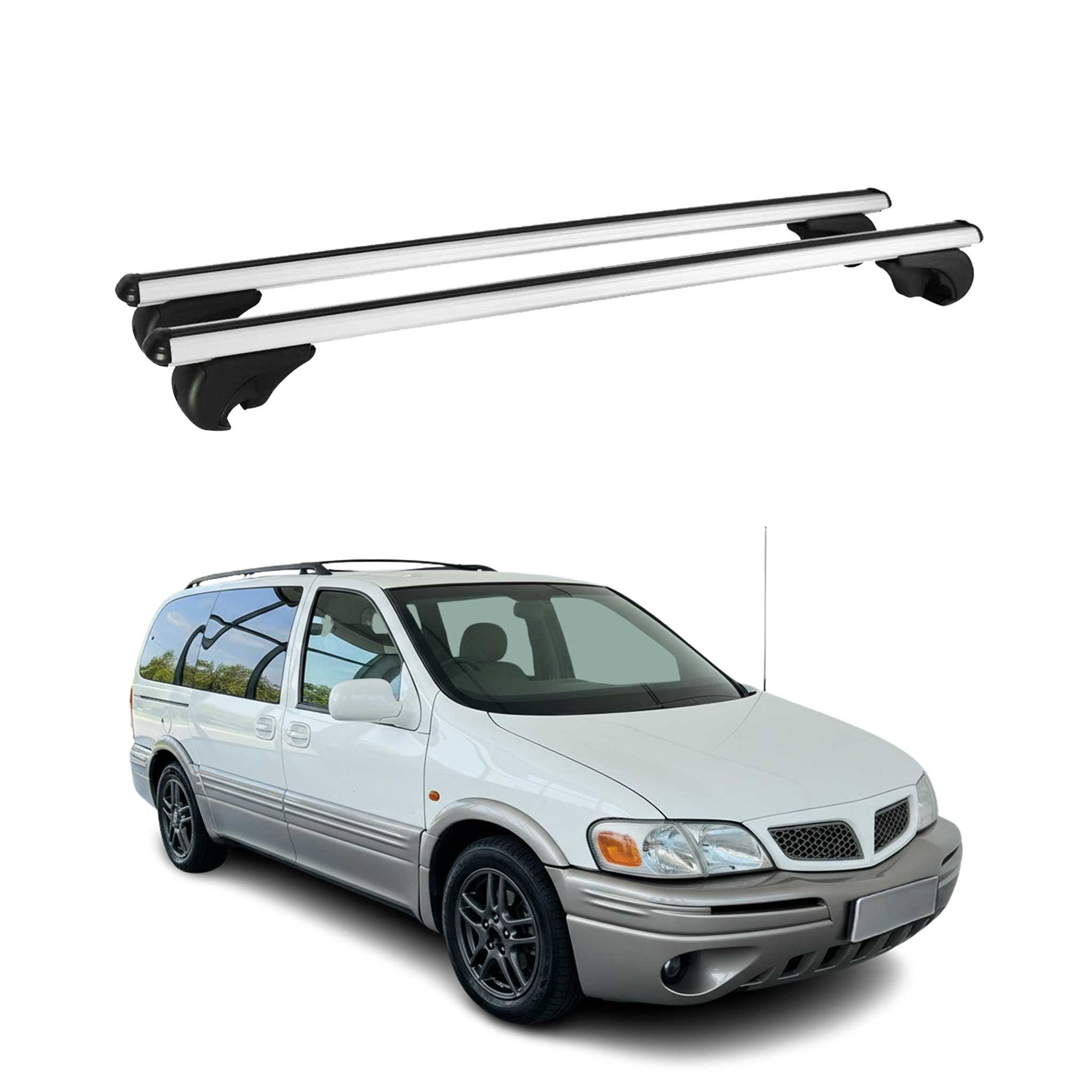 Omac Aluminium Dachträger Querträger Für Chevrolet Trans Sport 1996-2005 – Tüv / Din 75302:2019 – Abschließbar – Max. 75 Kg – 2 Stangen Silber