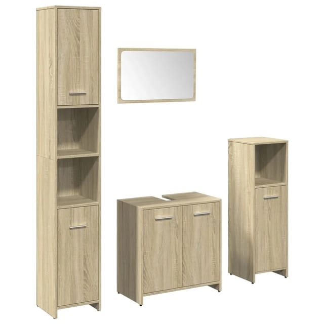 vidaXL 4-Tlg Badmöbel-Set Sonoma-Eiche Holzwerkstoff 3324968