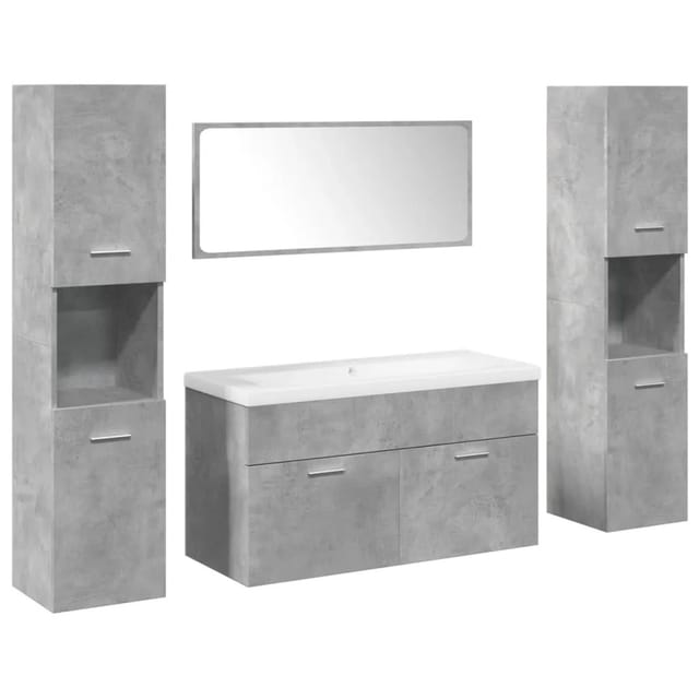 vidaXL 5-Tlg Badmöbel-Set Betongrau Holzwerkstoff 3324887
