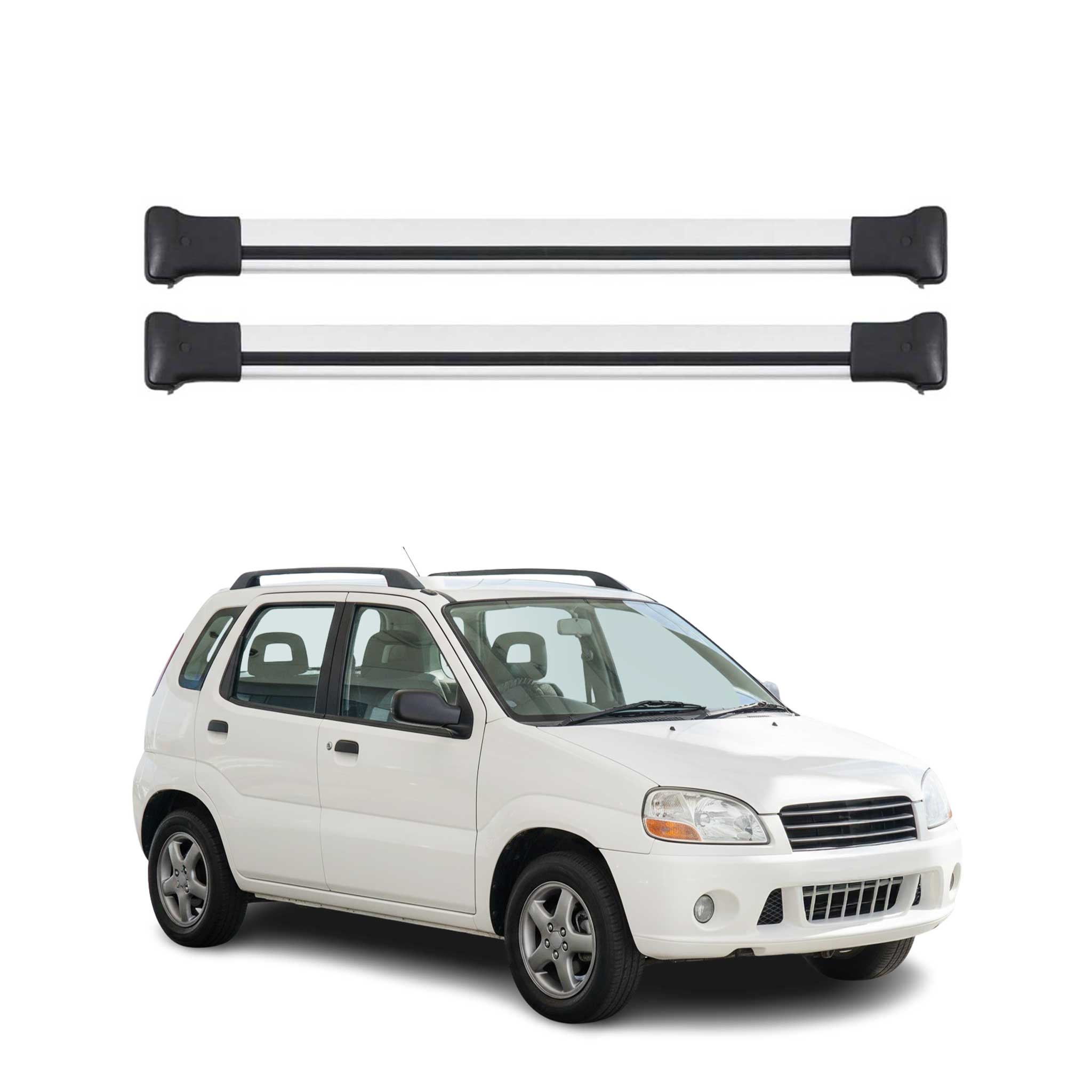Omac Aluminium Dachträger Querträger Für Suzuki Ignis I 2000-2006 – Max. 75 Kg – 2 Stangen Silber