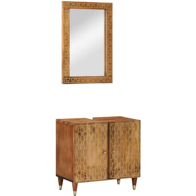 vidaXL 2-Tlg Badmöbel-Set Massivholz Mango 3206321