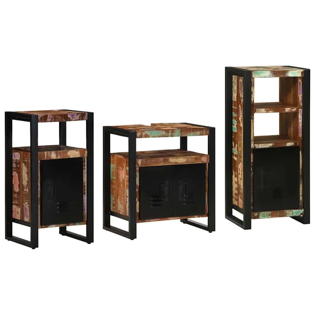 vidaXL Badezimmermöbel-Set 3-Tlg Braun Massivholz 3305627