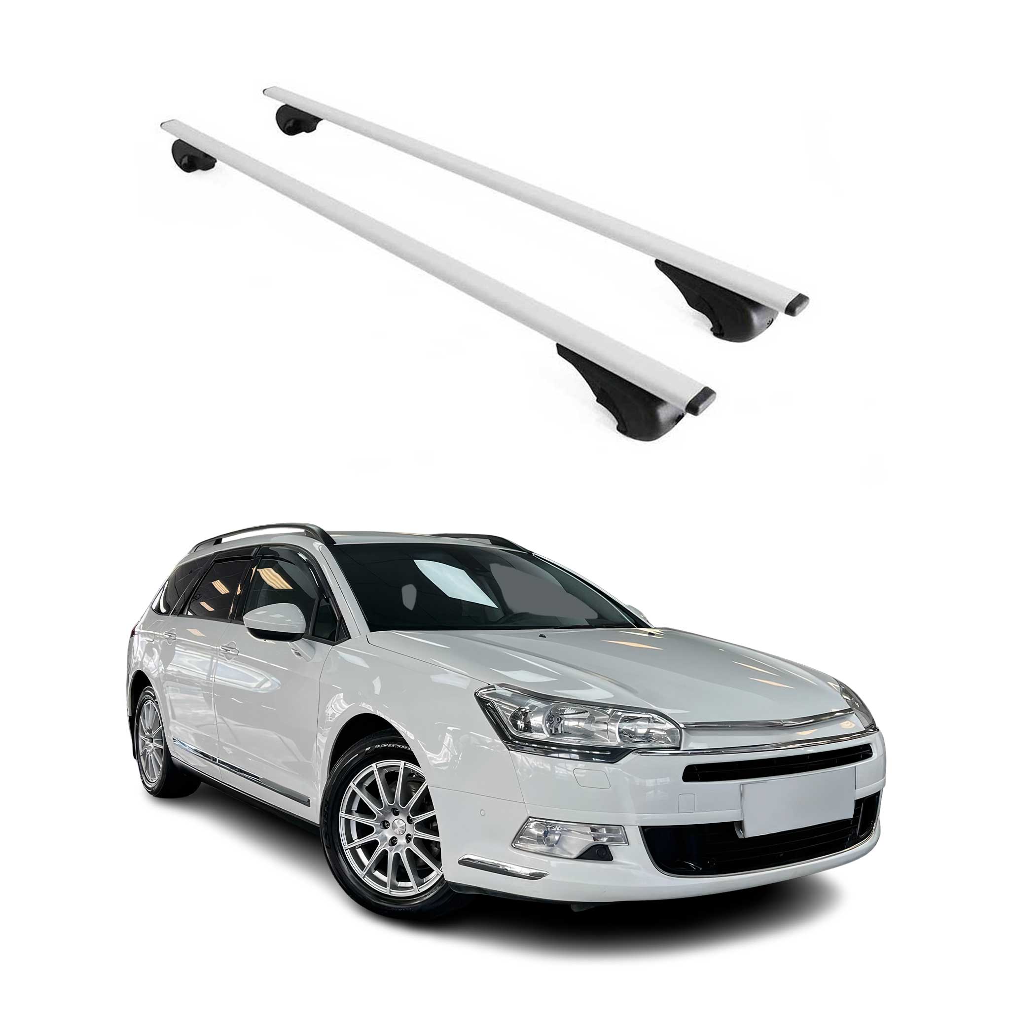 Omac Dachträger Querträger Für Citroen C5 Wagon 2008-2017 – Abschließbar – Max. 75 Kg – 2 Stangen Stahl Silber
