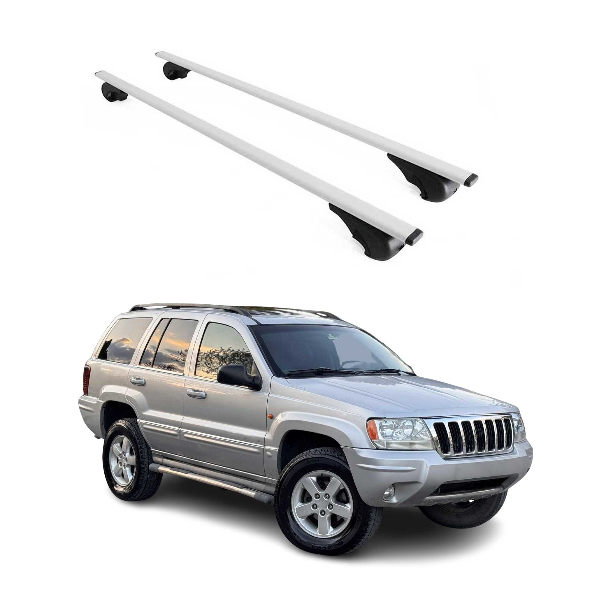 Omac Dachträger Querträger Für Jeep Grand Cherokee Wj 2000-2005 – Abschließbar – Max. 75 Kg – 2 Stangen Stahl Silber