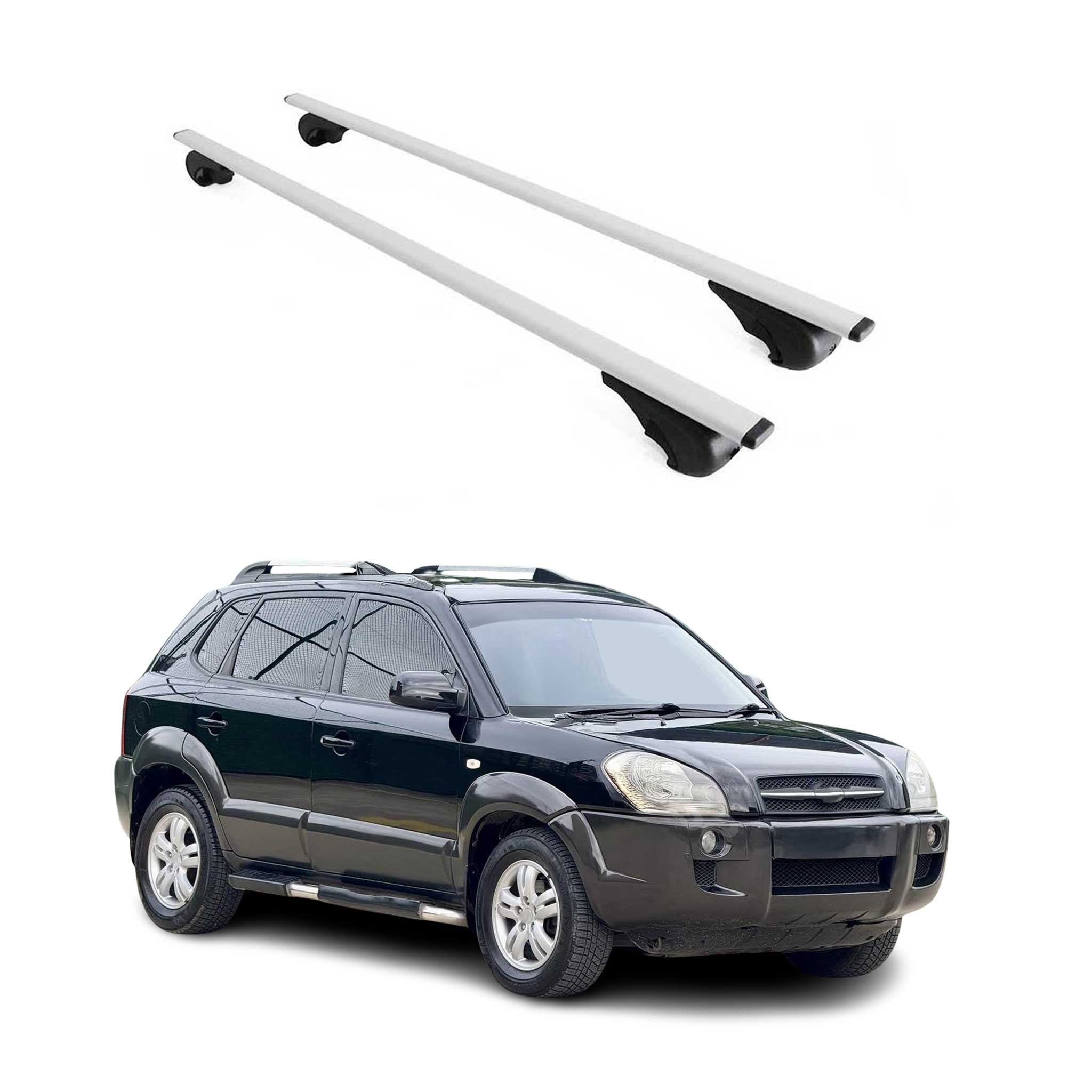 Omac Dachträger Querträger Für Hyundai Tucson I 2005-2009 – Abschließbar – Max. 75 Kg – 2 Stangen Stahl Silber