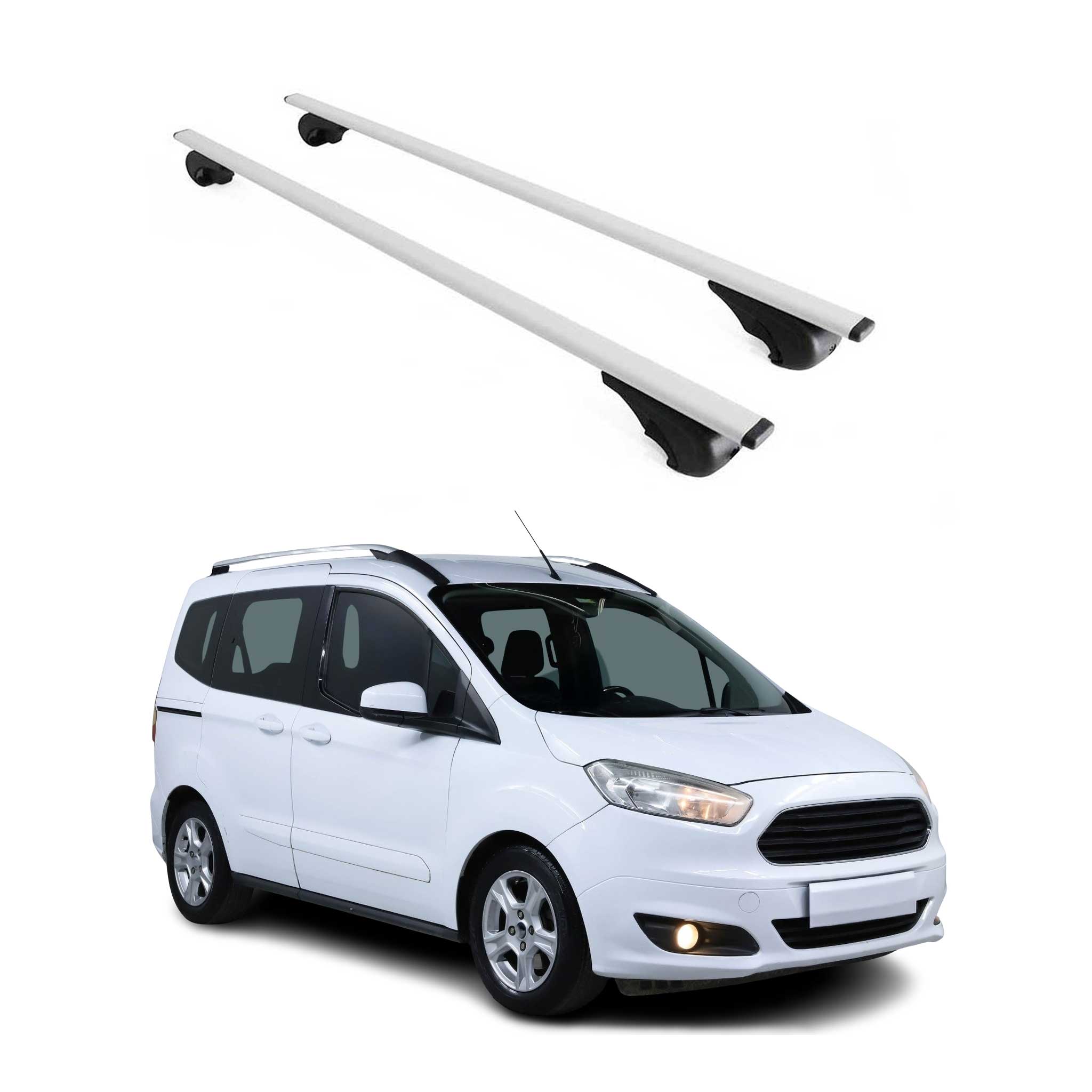 Omac Dachträger Querträger Für Ford Tourneo Courier I 2014-2023 – Abschließbar – Max. 75 Kg – 2 Stangen Stahl Silber