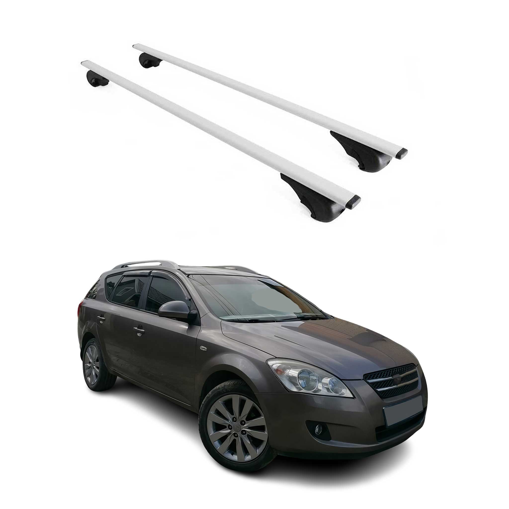 Omac Dachträger Querträger Für Kia Ceed I Kombi 2006-2012 – Abschließbar – Max. 75 Kg – 2 Stangen Stahl Silber
