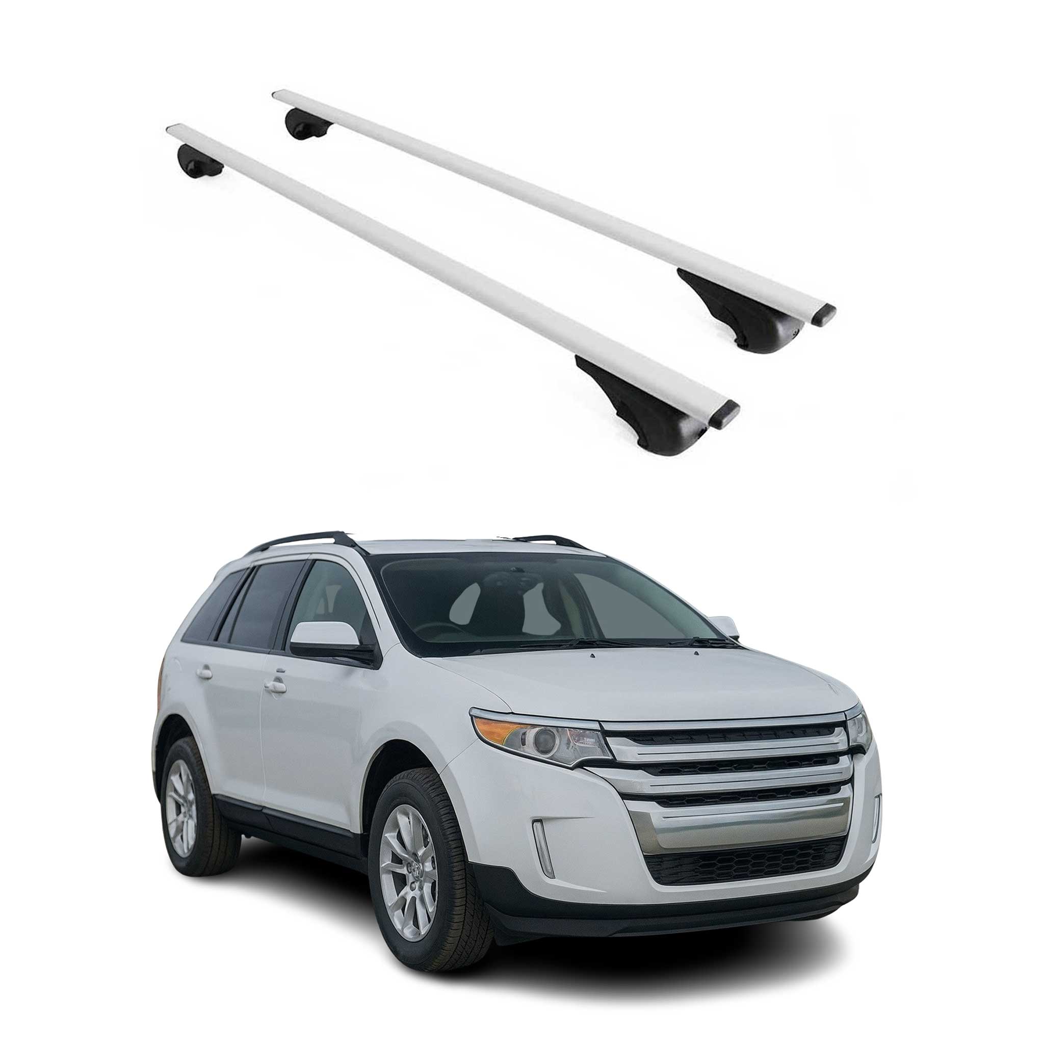 Omac Dachträger Querträger Für Ford Edge I 2007-2014 – Abschließbar – Max. 75 Kg – 2 Stangen Stahl Silber