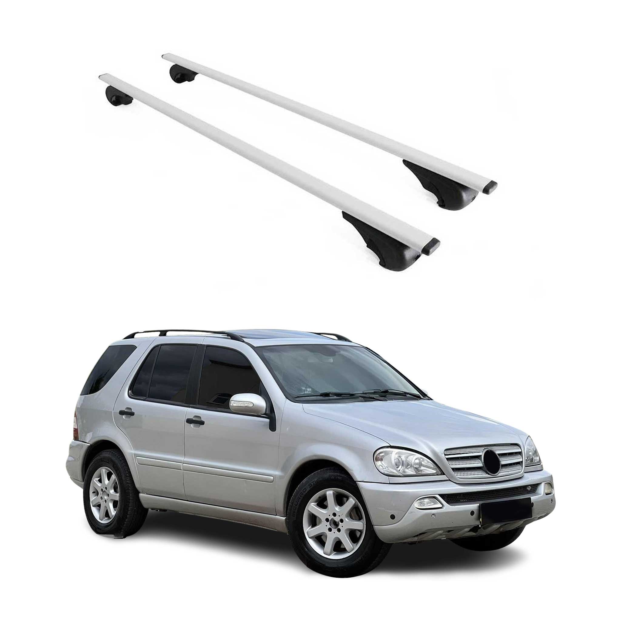 Omac Dachträger Querträger Für Mercedes M Klasse W163 1998-2005 – Abschließbar – Max. 75 Kg – 2 Stangen Stahl Silber