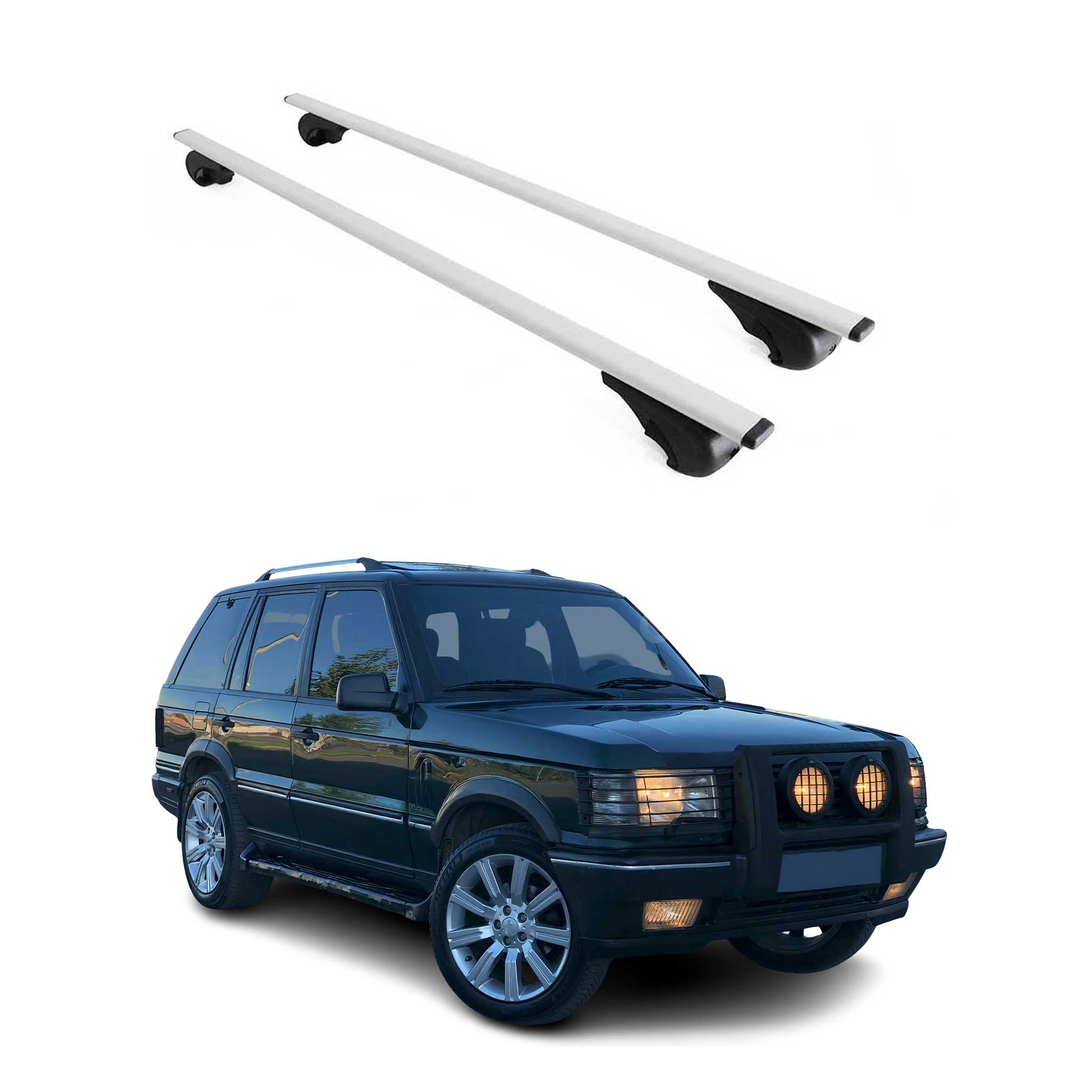 Omac Dachträger Querträger Für Land Rover Range Rover Ii 1995-2002 – Abschließbar – Max. 75 Kg – 2 Stangen Stahl Silber