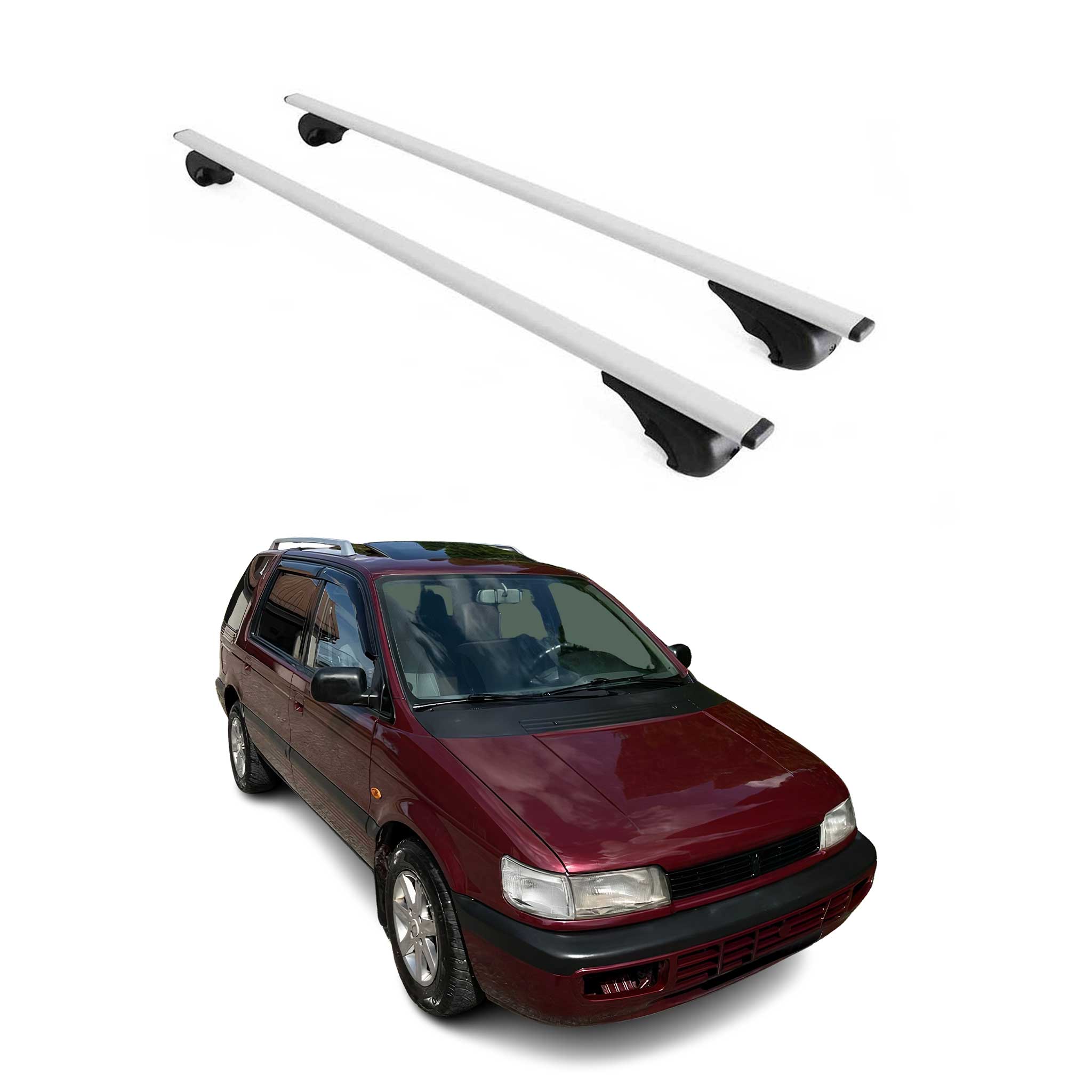 Omac Dachträger Querträger Für Mitsubishi Space Wagon I 1991-1997 – Abschließbar – Max. 75 Kg – 2 Stangen Stahl Silber